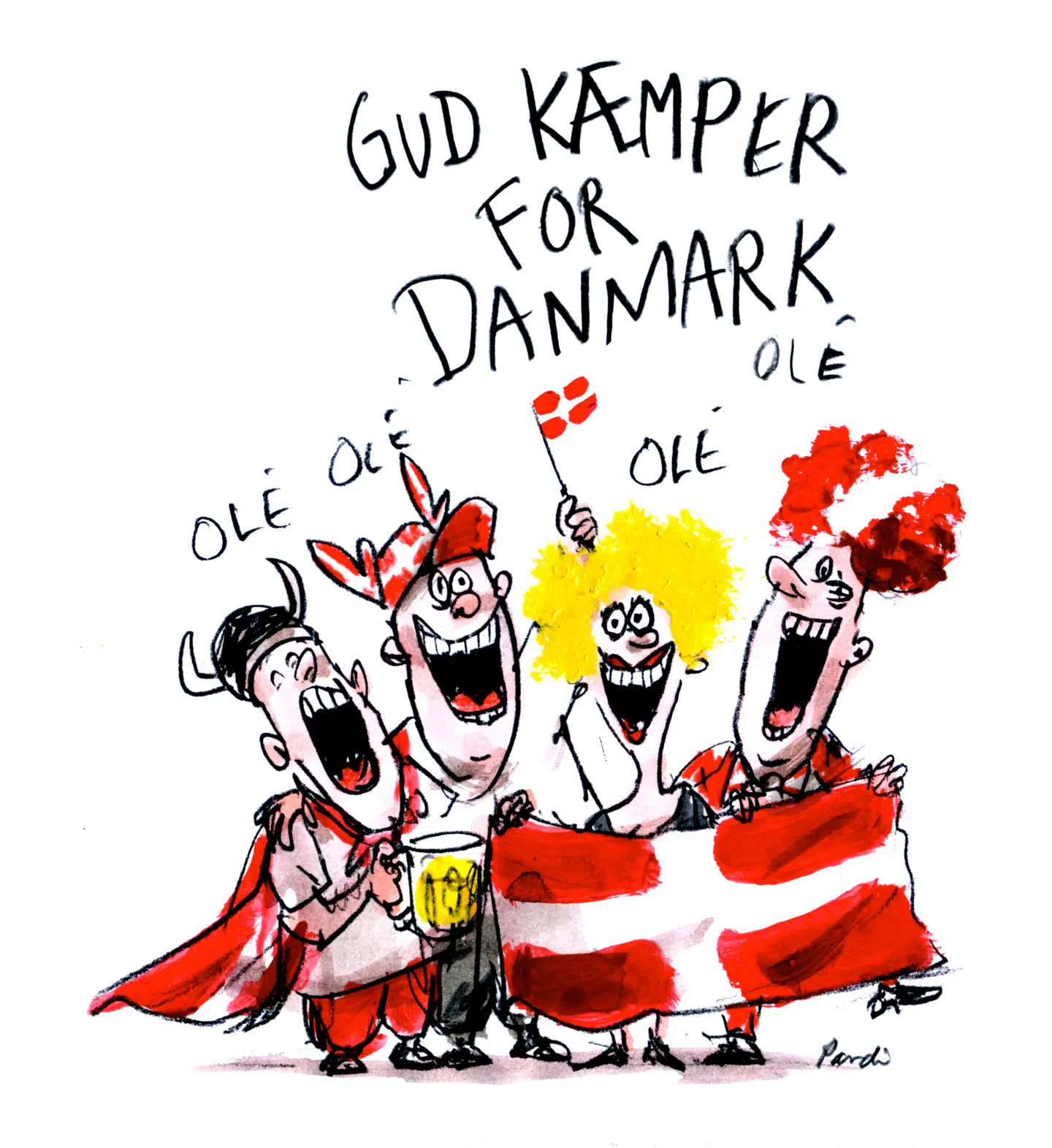 Idéen om Dannebrog som et samlende symbol for alle danskere uanset alder, køn eller etnisk oprindelse, er helt i tråd med flagets civilreligiøse betydning som et nationalt samlingspunkt på tværs af alle politiske og religiøse skel. Illustration: Charlotte Pardi