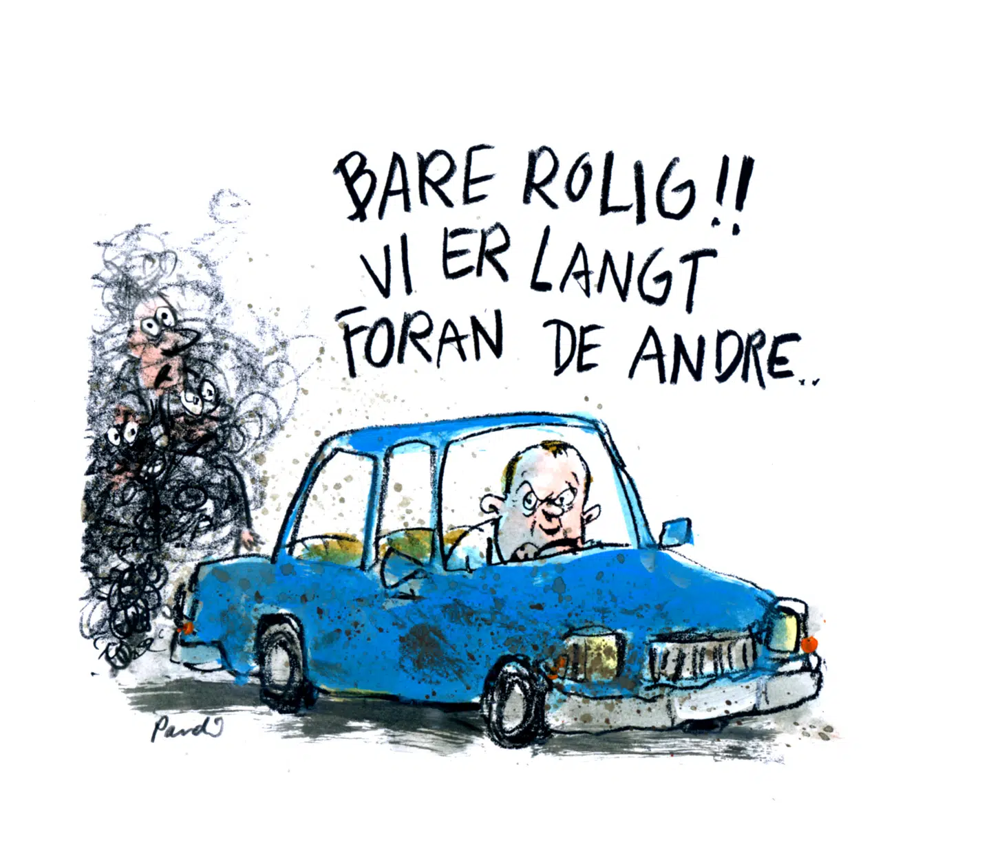 I løbet af det seneste årti er der blevet investeret i talrige biler, anlæg og teknologier, der er drevet af fossil energi. Skal vi nå vores klimamål, skal vi i løbet af det kommende årti gøre os helt fri af disse fossile investeringer. Illustration: Charlotte Pardi