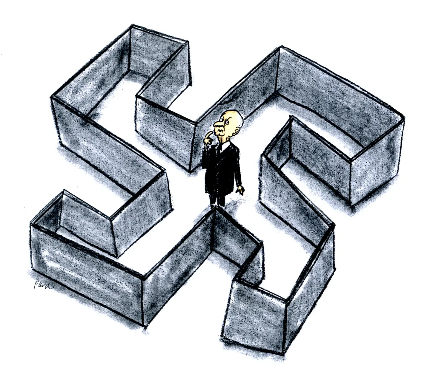 Samarbejdspolitikerne fremstilles ofte som måske velmenende opportunister, mens kun modstandsbevægelsen repræsenterede et moralsk alternativ. Illustration: Charlotte Pardi