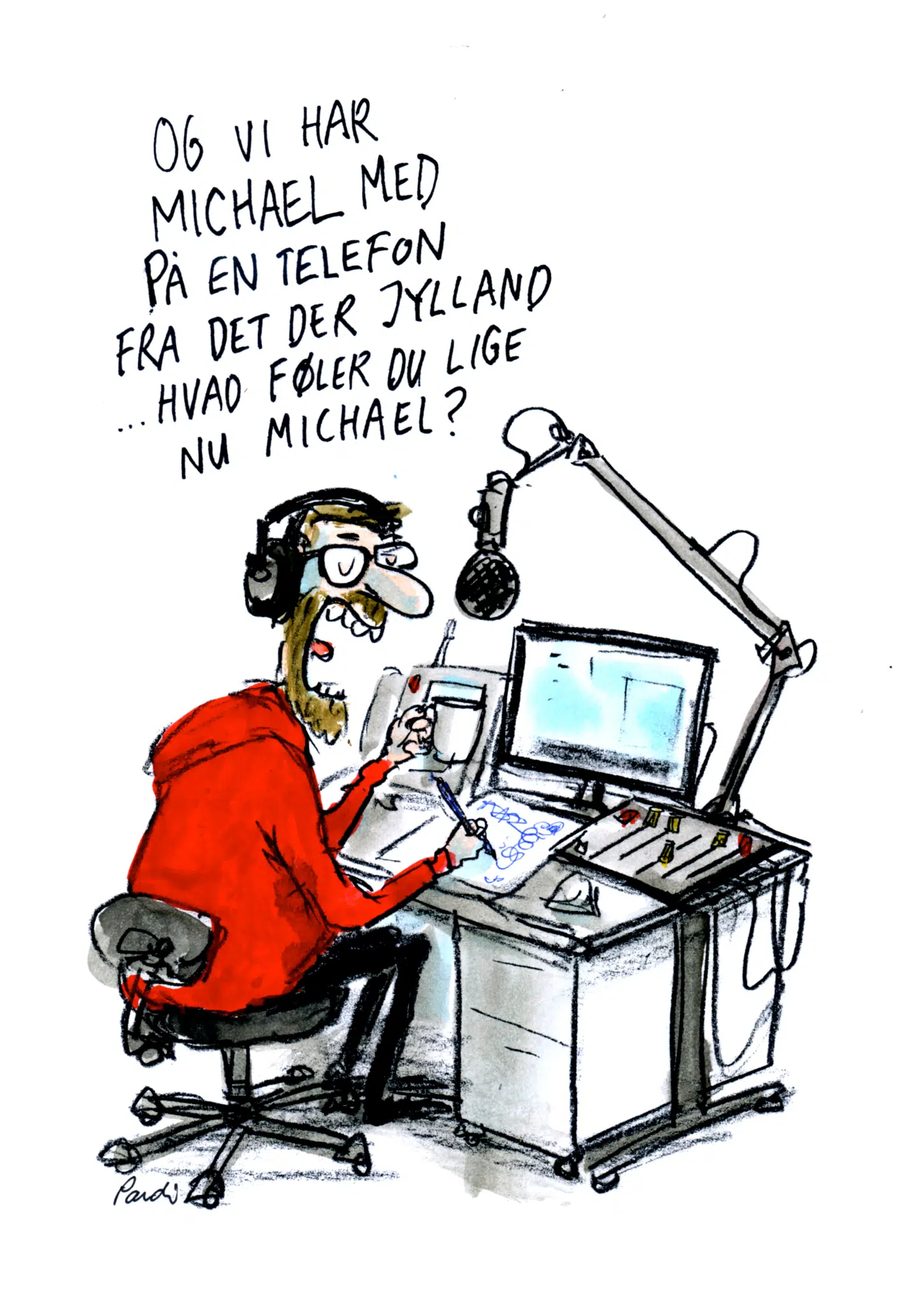 Det er rimeligt i at stille krav om, at Danmarks største private radiokanal med en privilegeret placering i medielandskabet og offentlige støttekroner er geografisk repræsentativ. Illustration: Charlotte Pardi