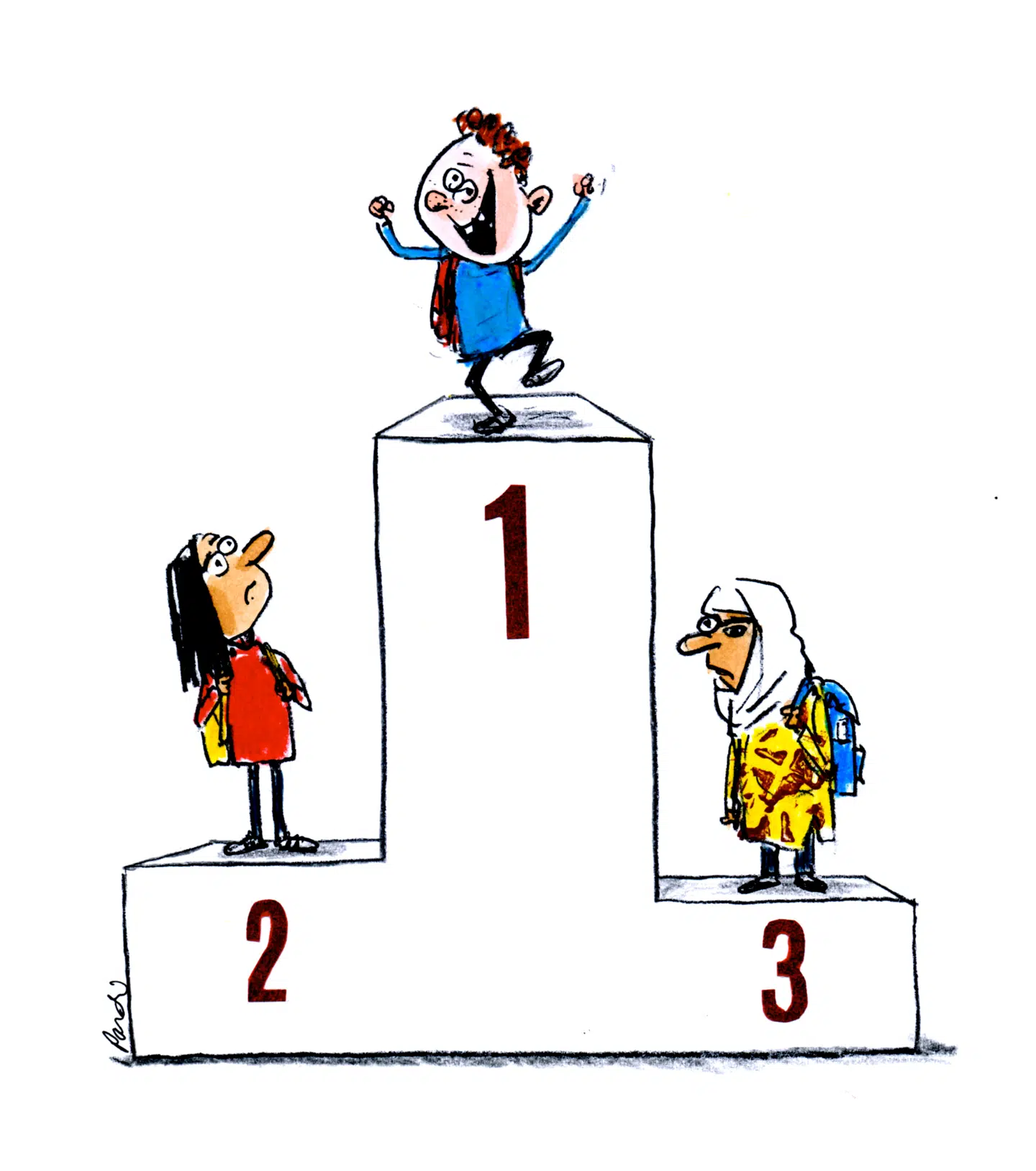 Ikke-vestlige efterkommere klarer sig bedre end indvandrere, men langt under det danske niveau. Illustration: Charlotte Pardi