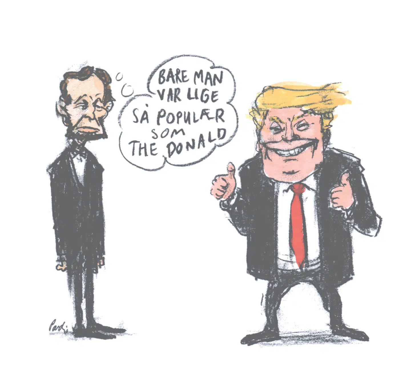 Det er nærliggende at betegne USA som et funktionelt demokrati, der ikke ekskluderer folk fra den offentlige debat, hvis ikke de abonnerer på et smalt udvalg af tilladte, politisk korrekte holdninger. Illustration: Charlotte Pardi