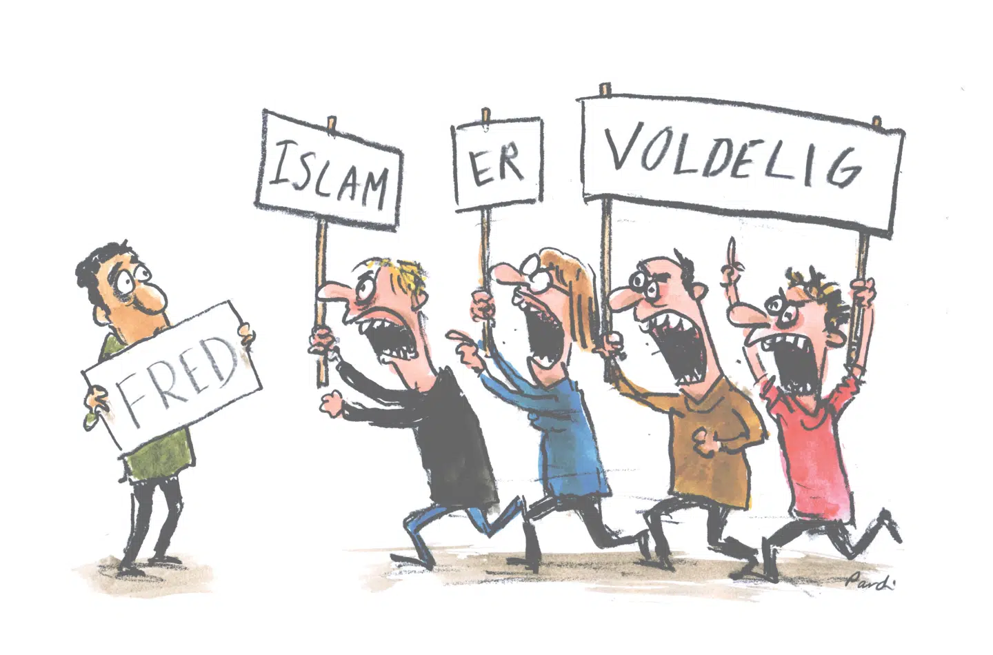 Som muslim er jeg forpligtet til at omvende folk til islam, men hvis de ikke bliver overbevist, så må de tro på, hvad de vil. Og her følger jeg Koranen kapitel 2, vers 256: »Der er ingen tvang i religionen.« Illustration: Charlotte Pardi