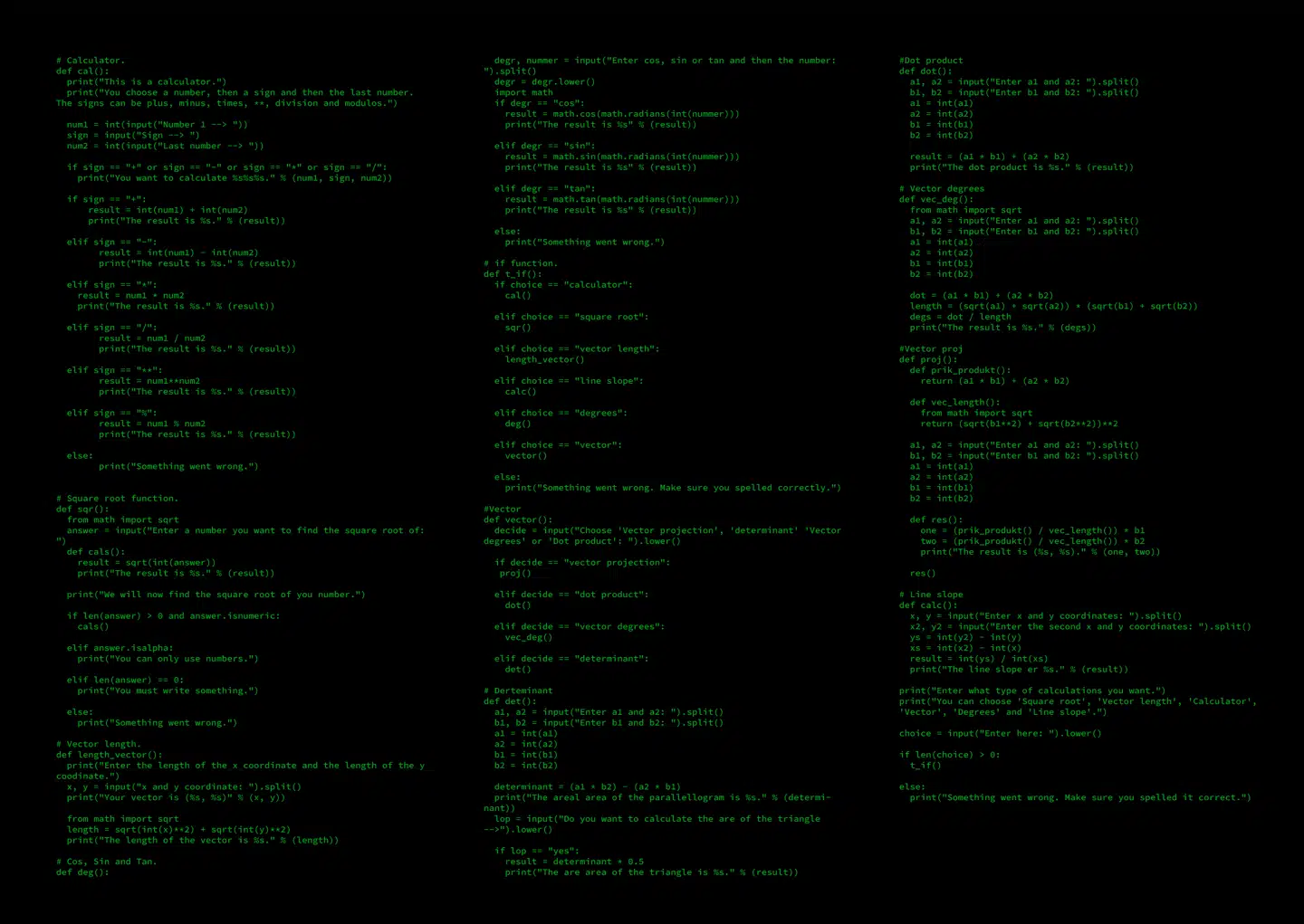 Her kan du se et eksempel på et stykke kode, som Idder selv har skrevet.