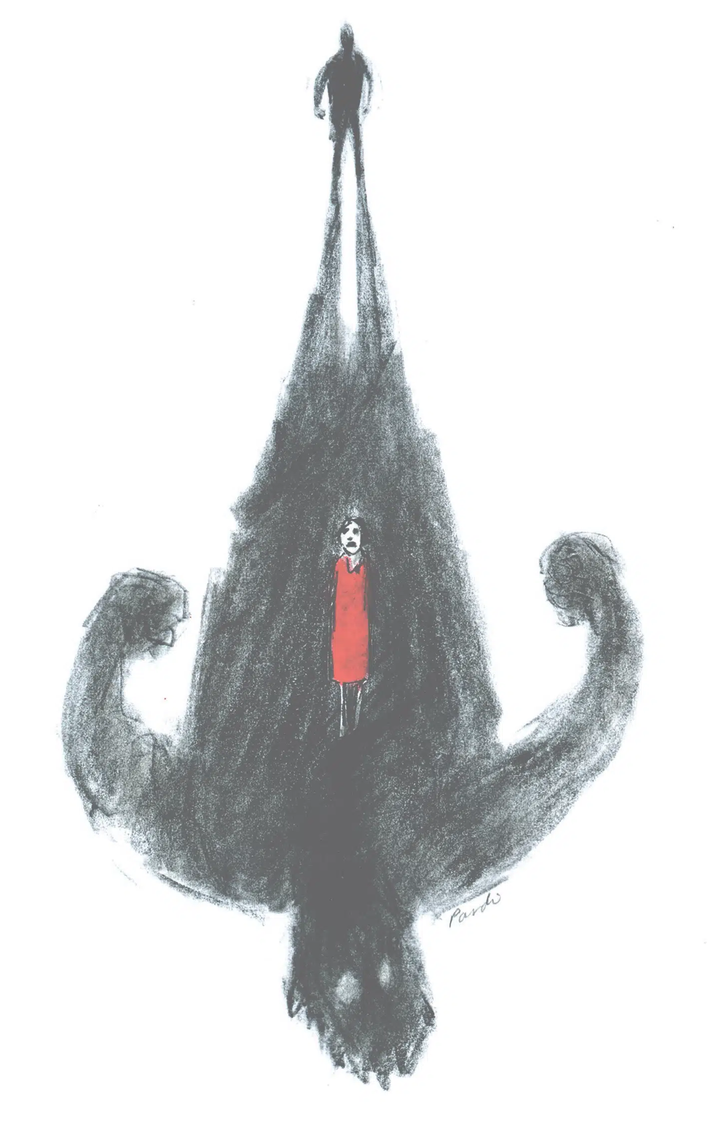 Jeg fik at vide, at han burde have været varetægtsfængslet, men at det havde krævet, at jeg ringede 112 i gerningsøjeblikket. Det er bare ikke det, man tænker på, når man står med en kniv for halsen. ILLUSTRATION: CHARLOTTE PARDI