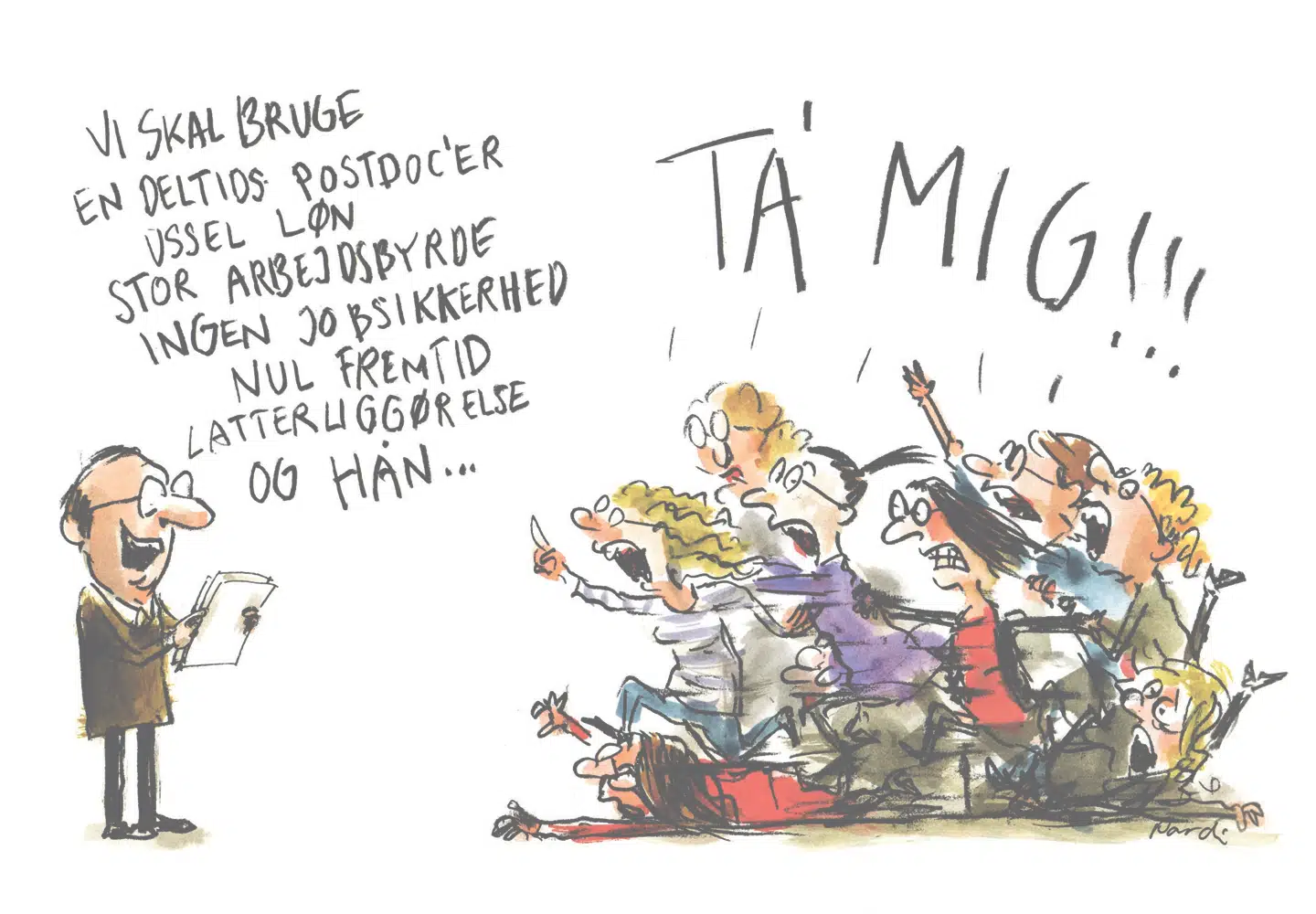 Ikke alle handler ud fra økonomisk nytteoptimering. Om ikke andet er vi det levende bevis herpå. Vi mener faktisk noget med det arbejde, vi laver. ILLUSTRATION: CHARLOTTE PARDI