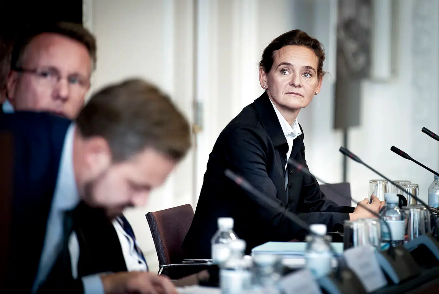 Chief Risk Officer for Nordea Julie Galbo taler ved Folketingets høring om hvidvasksagen i Danske Bank. Hun har til Børsen sagt, at »man har været meget opmærksomme på, hvad der var den skarpe juridiske opfattelse, og ikke hvad der var det rigtige at gøre«. FOTO: LISELOTTE SABROE/RITZAU SCANPIX