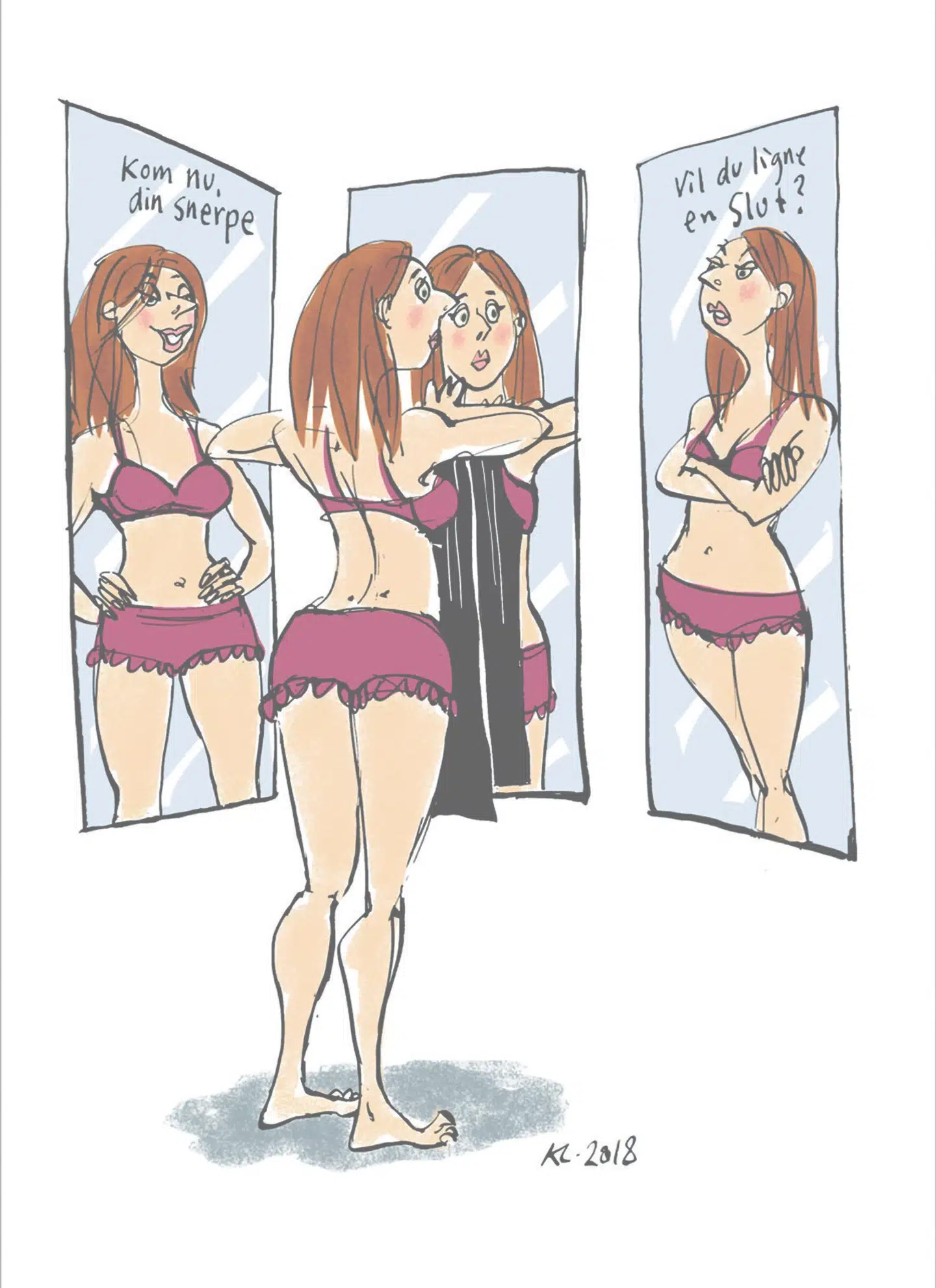 »At problematisere køn og uønskede seksuelle erfaringer harmonerede måske knap så godt med idéen om den progressive danske frisindskultur.« ILLUSTRATION: ANNETTE CARLSEN