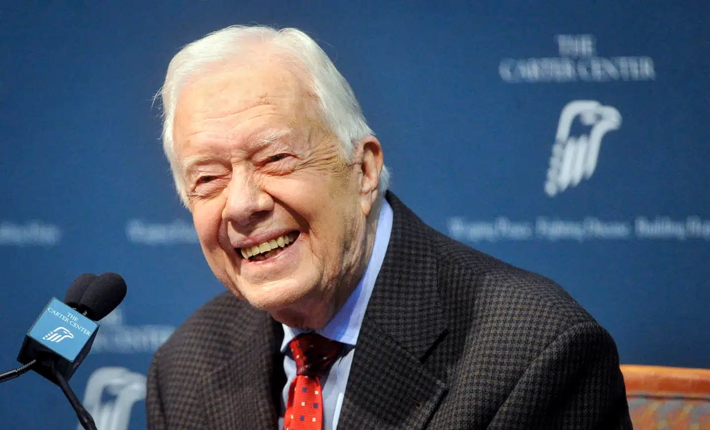 Jimmy Carter var USAs præsident i fire år fra 1977 til 1981. Billedet er taget i 2015 ved et pressemøde i hans fredscenter, The Carter Center, i Georgia i Atlanta.
