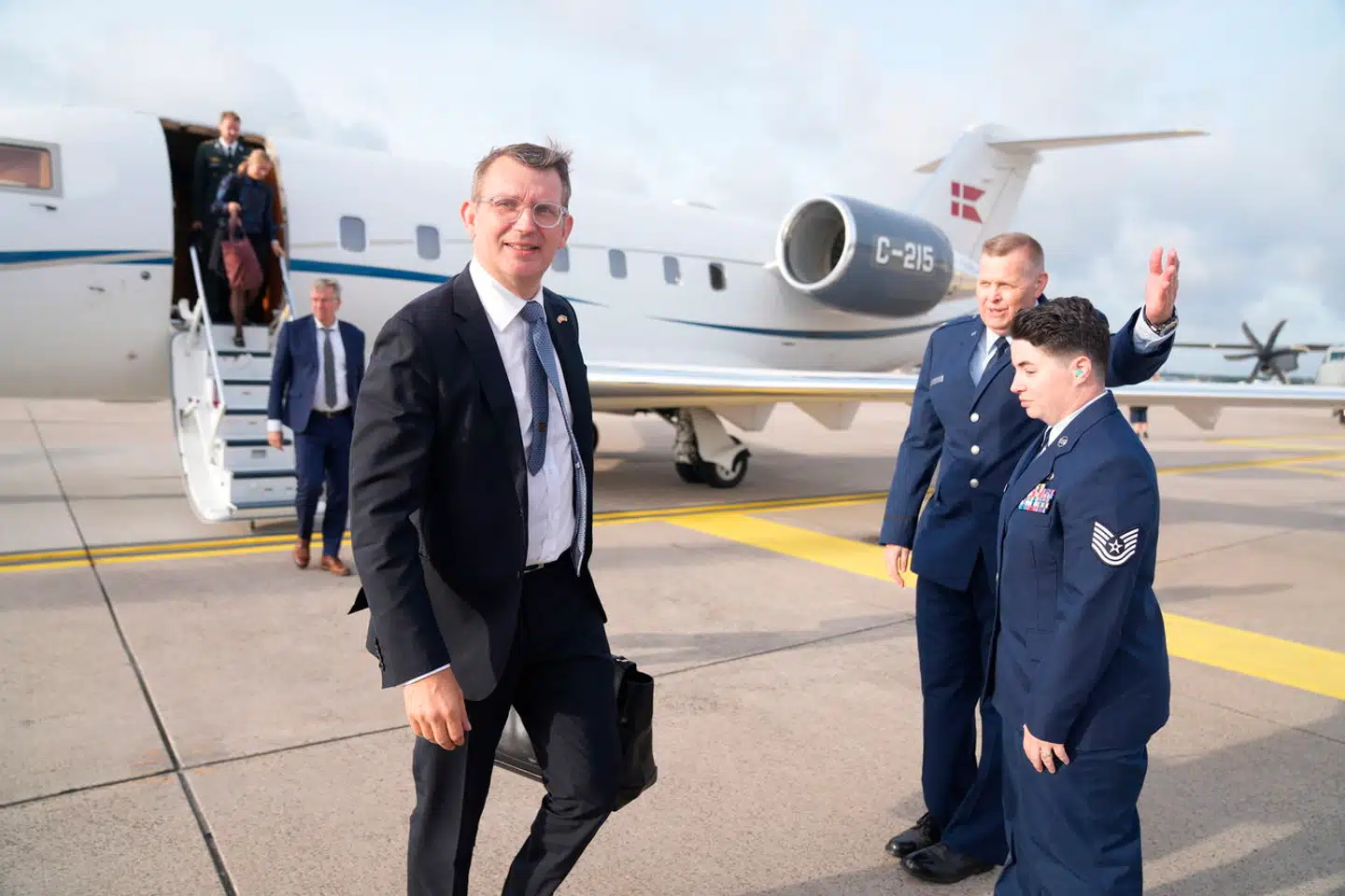 Forsvarsminister Troels Lund Poulsen deltager i UDCG-møde på Ramstein-basen i Tyskland tirsdag den 19. september 2023. »Ukraine Defense Contact Group« består af en rækkelande og gruppen har til formål at sikre militære donationer til Ukraine.