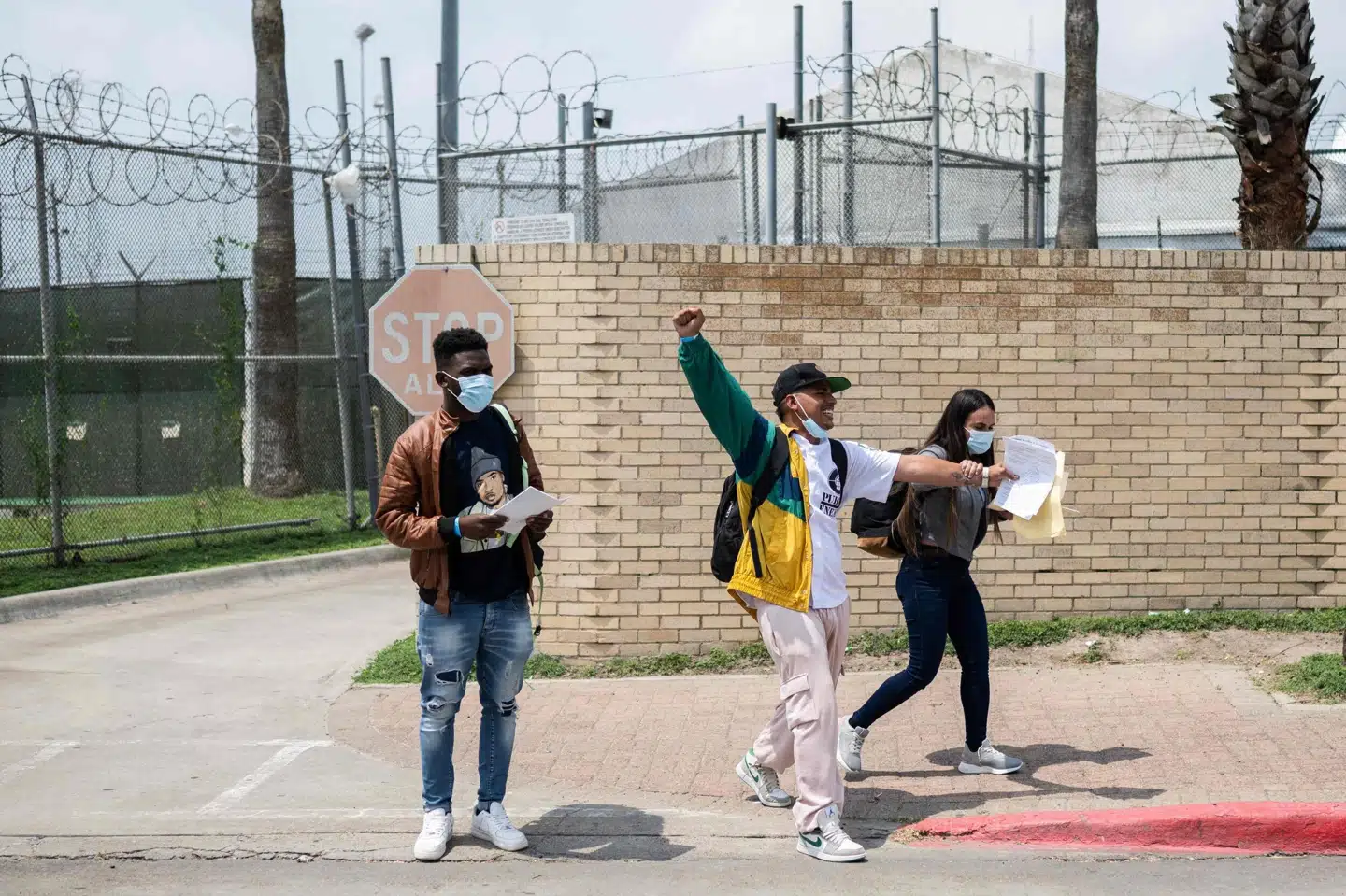 Arkivfoto af venezuelanere der ankommer til Texas i USA fra Mexico. (Arkivfoto).