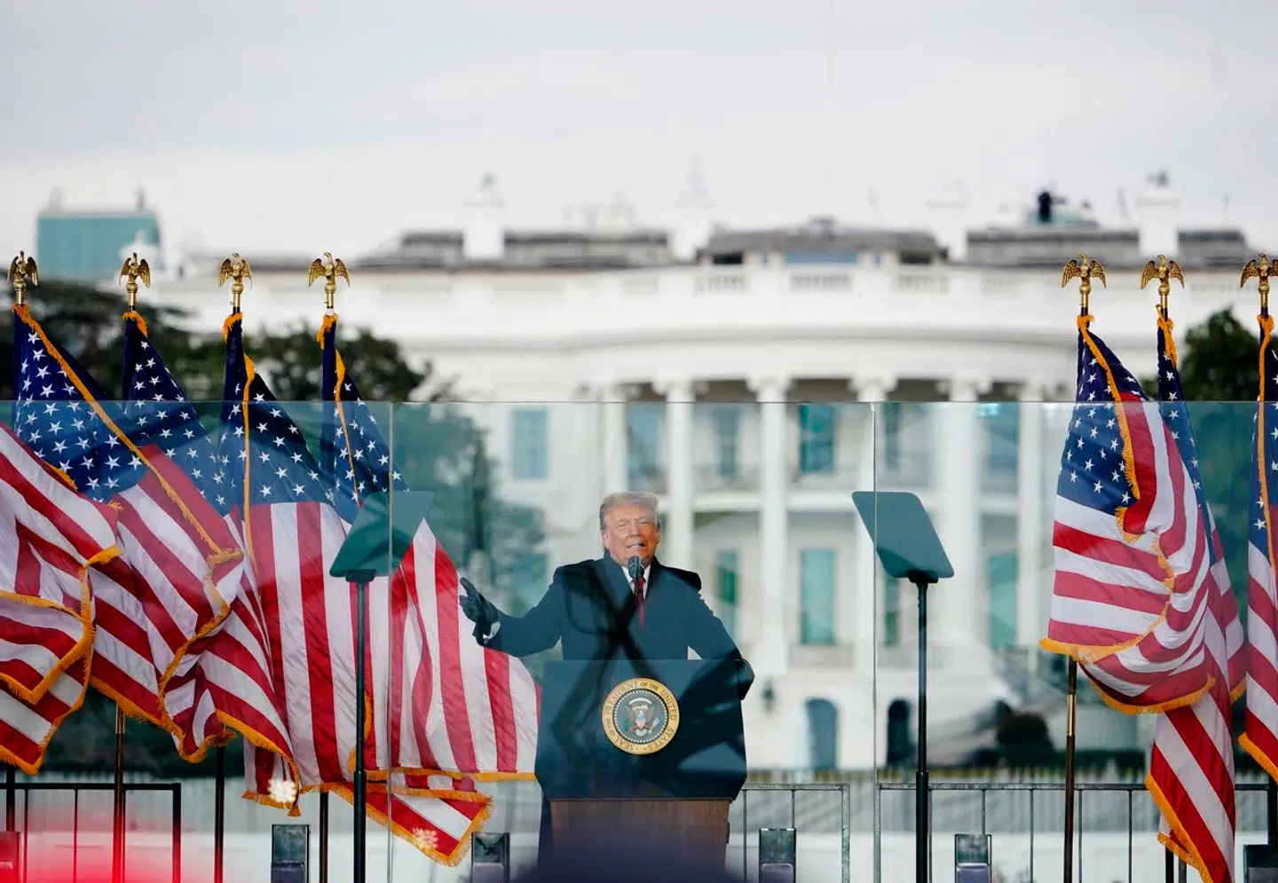 Donald Trump holdt tale til sine tilhængere foran Det Hvide Hus, inden det hele løb af sporet 6. januar 2021.