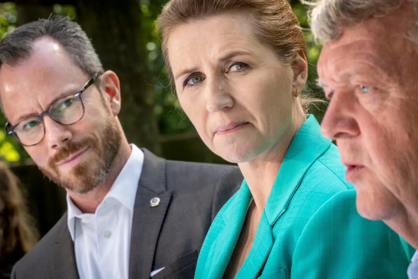 Statsminister Mette Frederiksen, vicestatsminister og økonomiminister Jakob Ellemann-Jensen og udenrigsminister Lars Løkke Rasmussen. Arkivfoto: mads Claus Rasmussen, Scanpix.