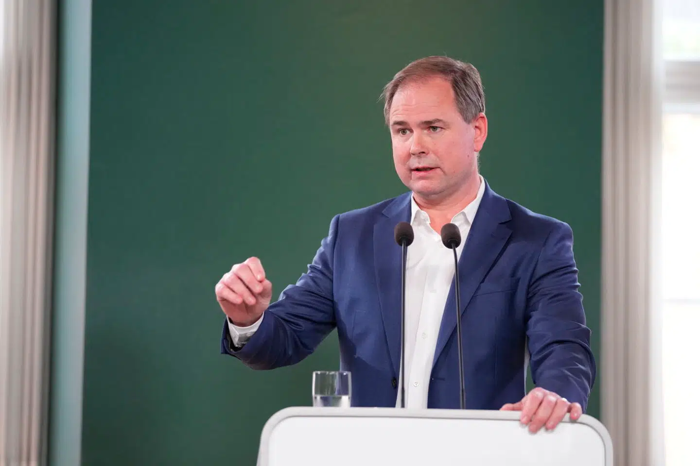 Finansminister Nicolai Wammen, indenrigs- og sundhedsminister Sophie Løhde og kulturminister Jakob Engel-Schmidt til pressemøde om trepartsforhandlinger om styrkelse af rekruttering og fastholdelse af velfærdsmedarbejdere i Finansministeriet mandag den 25. september 2023.