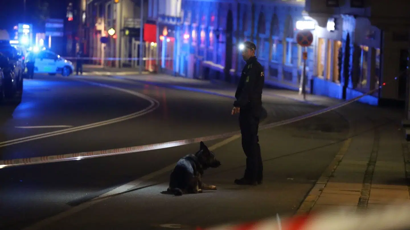 Politiet havde også hunde med.