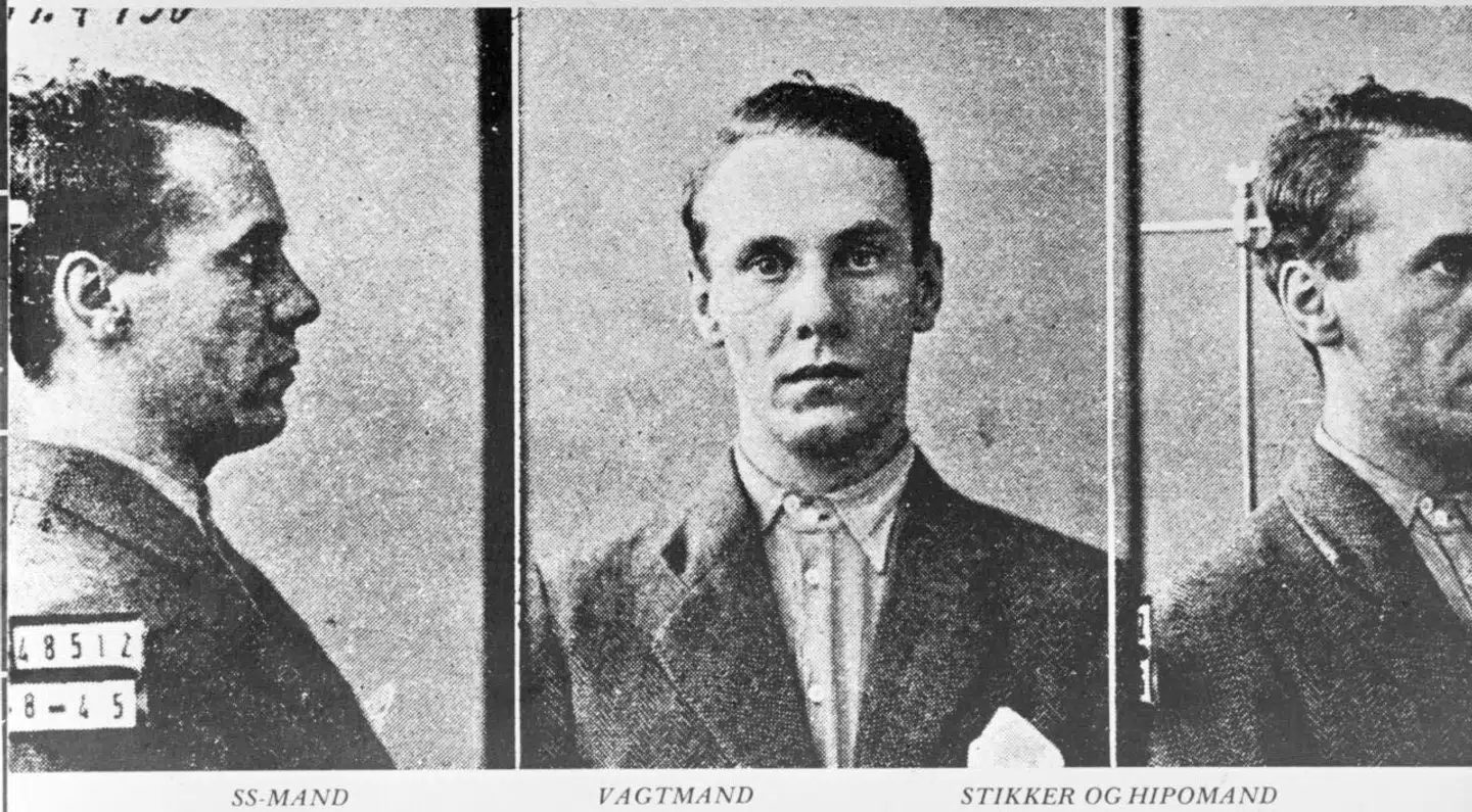 Sven Hassel alias Sven Hazel, født Børge Villy Redsted Pedersen. Her gengivet i det danske politis forbryderalbum med landsforrædere, 1945.