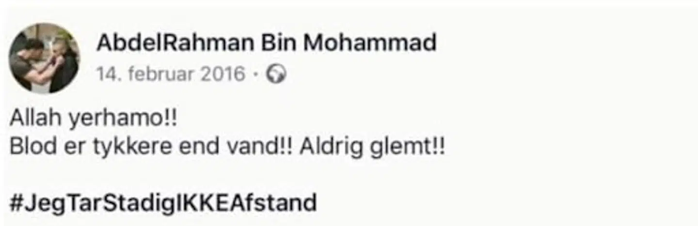 På Facebook hyldede Abud Mustafa Omar El-Hussein i 2016