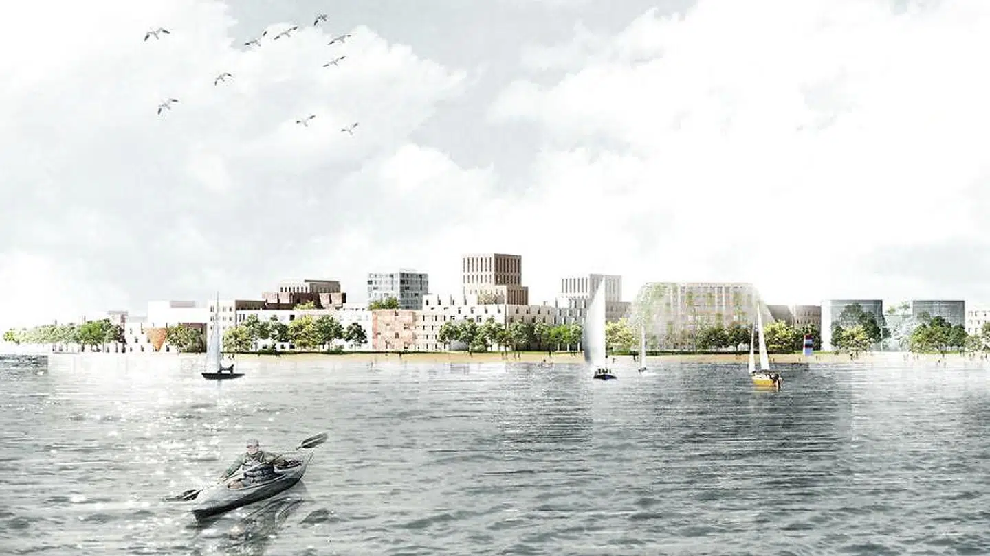 Her ses en skitse fra præsentationen af Lynetteholm. Nu har bred vitfte af partier på Københavns Rådhus indgået ny aftale om det store projekt.