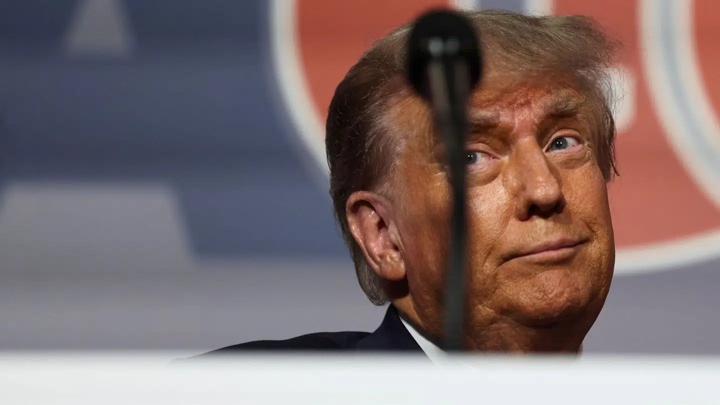 Donald Trump i forbindelse med sin tale i Californien fredag.