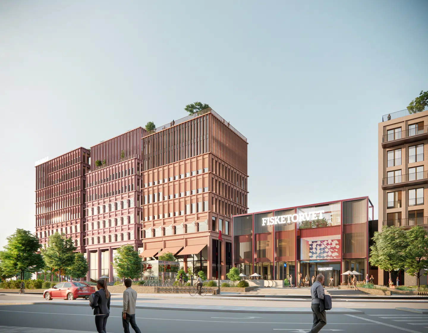Ejerne af Fisketorvet vil gerne ændre i de byggeplaner, der blev præsenteret for snart fem år siden. Byggeplanerne er nu skrumpet med 39 procent, skriver Magasinet KBH. Billedet er en skitse af projektet.