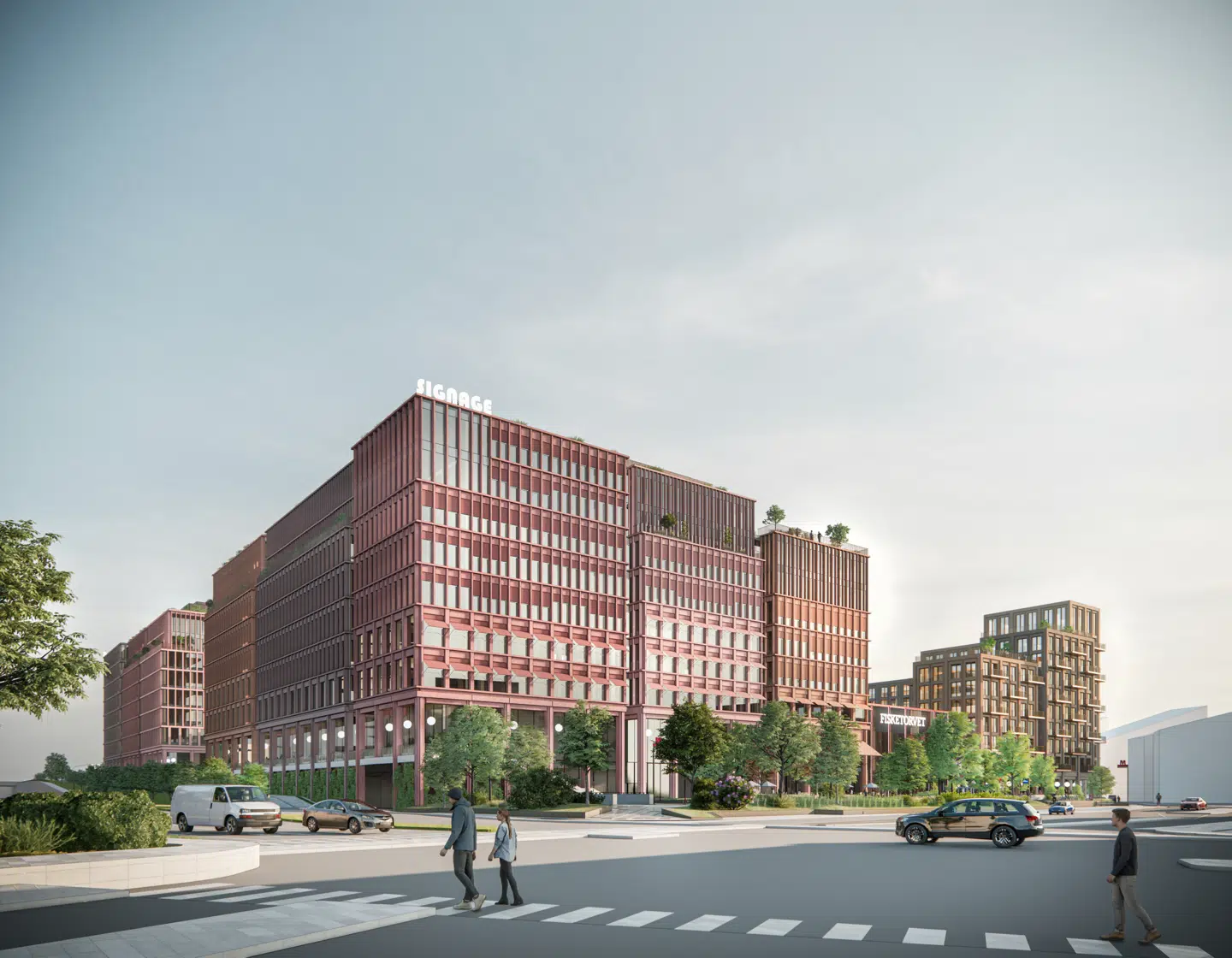 Flere bygninger, der kan blive over 40 meter, ventes at være med til at udgøre fremtidens Fisketorvet. I hvert fald, hvis det står til ejerne bag. Billedet er en skitse af projektet.