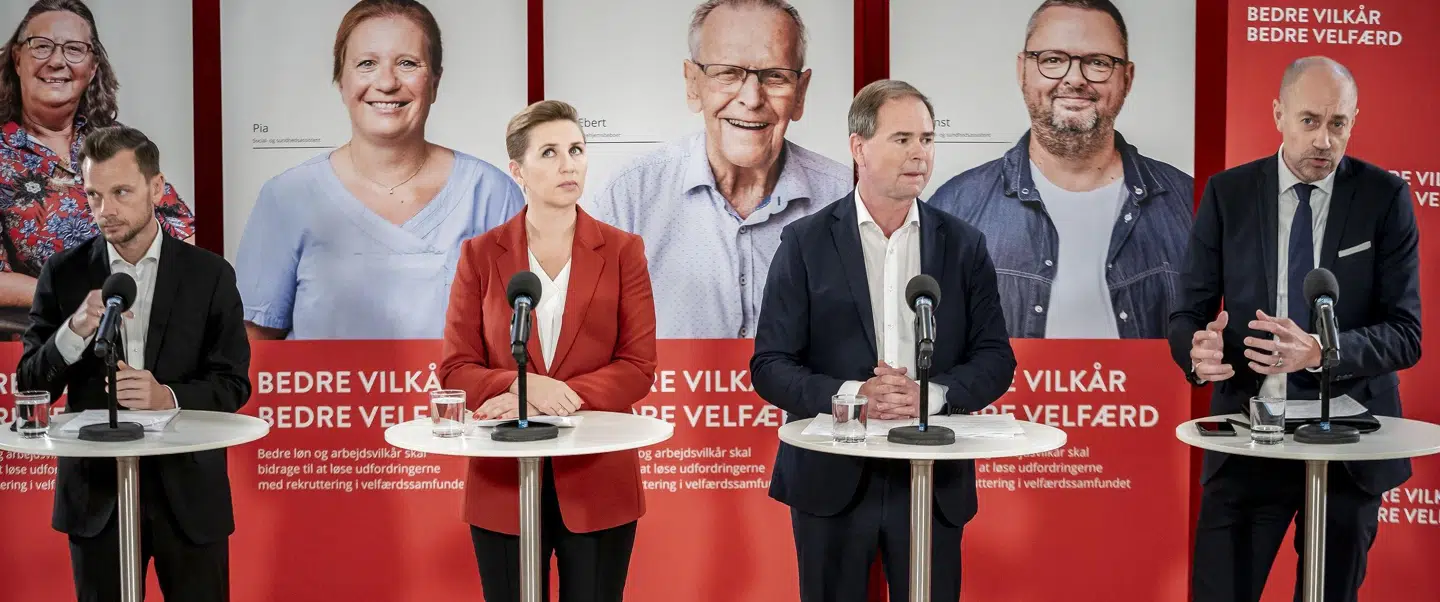 Regeringen præsenterede onsdag sit udspil om højere lønninger i den offentlige sektor på et pressemøde.