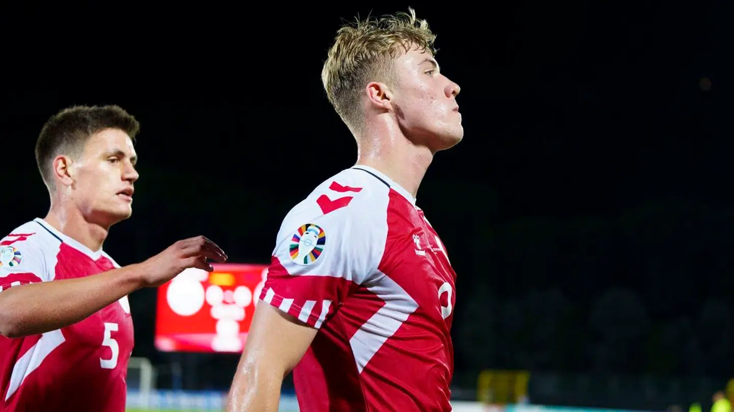 Rasmus Højlund til 0-1 under EM kvalifikationskamp mellem San Marino – Danmark i San Marino, tirsdag den 17 oktober 2023