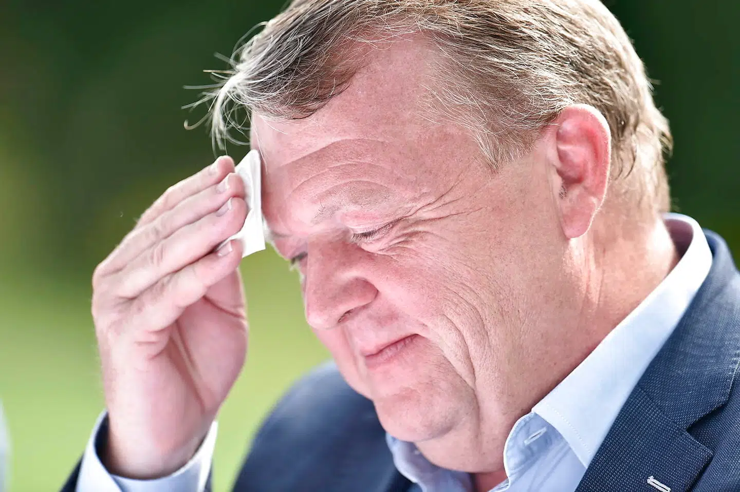 (ARKIV) Lars Løkke Rasmussen. Venstre holder pressemøde i forbindelse med sommergruppemødet på Kragerup Gods ved Ruds Vedby, fredag den 9. august 2019. En rundspørge sår stor tvivl om, hvorvidt Lars Løkke Rasmussen er formand ved næste valg. Tiden er inde til et formandsskifte, lyder det fra flere medlemmer. Det skriver Ritzau, fredag den 16. august 2019.. (Foto: Mads Claus Rasmussen/Ritzau Scanpix)