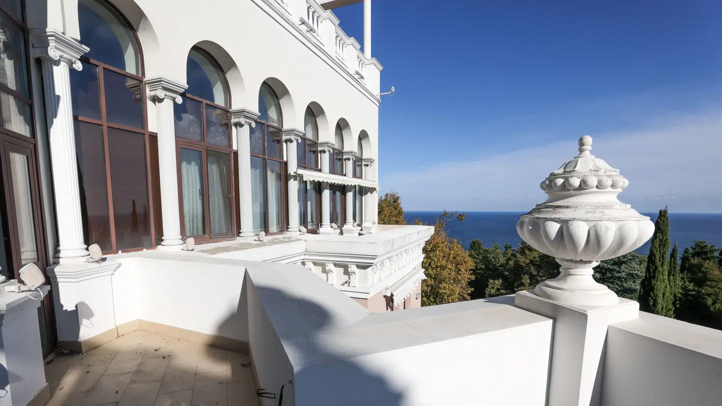 Udsigt fra balkonen i lejligheden, der tidligere tilhørte Zelenskyj og hans kone.