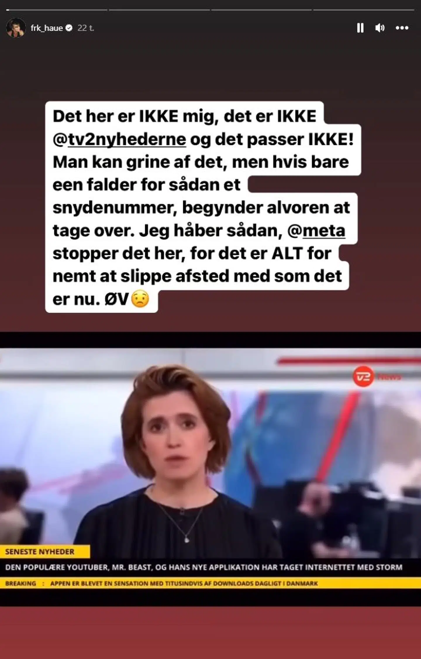 Ditte Haues opslag på Instagram-stories. Foto: Privat.