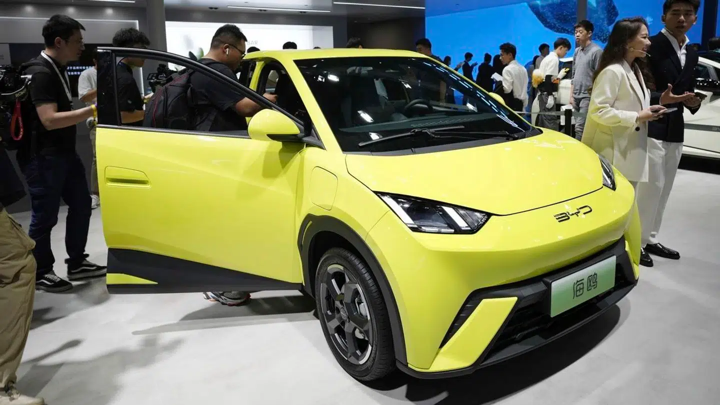 En kinesisk BYD Seagull – som endnu ikke er på det danske marked – vises frem på motorshow i Shanghai.