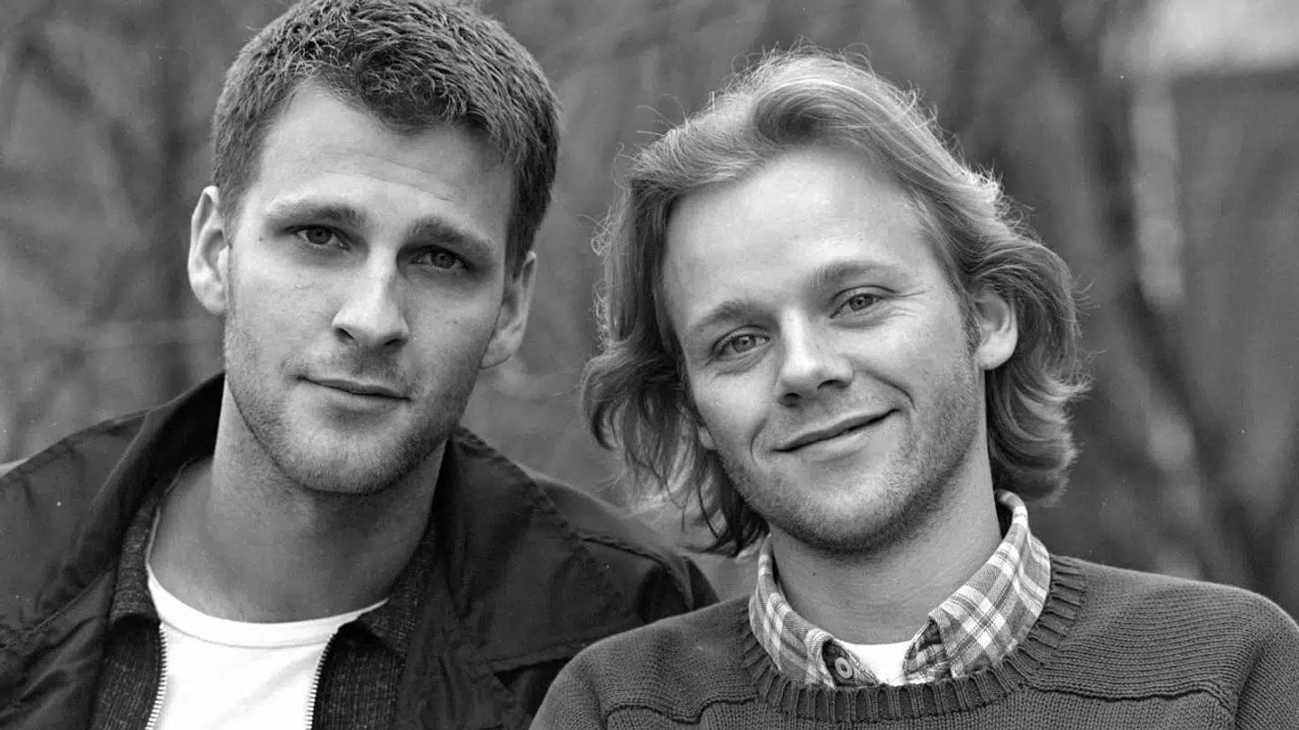 Instruktør-vennerne Anders Thomas Jensen og Tomas Villum Jensen gik på gymnasiet i Frederiksværk. Her fotograferet i 1996.
