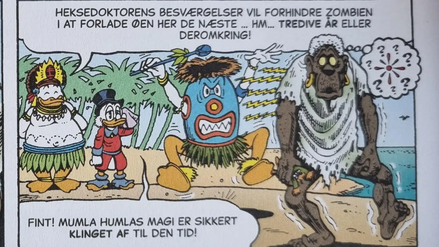 Figuren 'Bombie the Zombie' optræder i Don Rosa-historien 'Verdens rigeste and', som Disney ikke længere ønsker at genoptrykke.