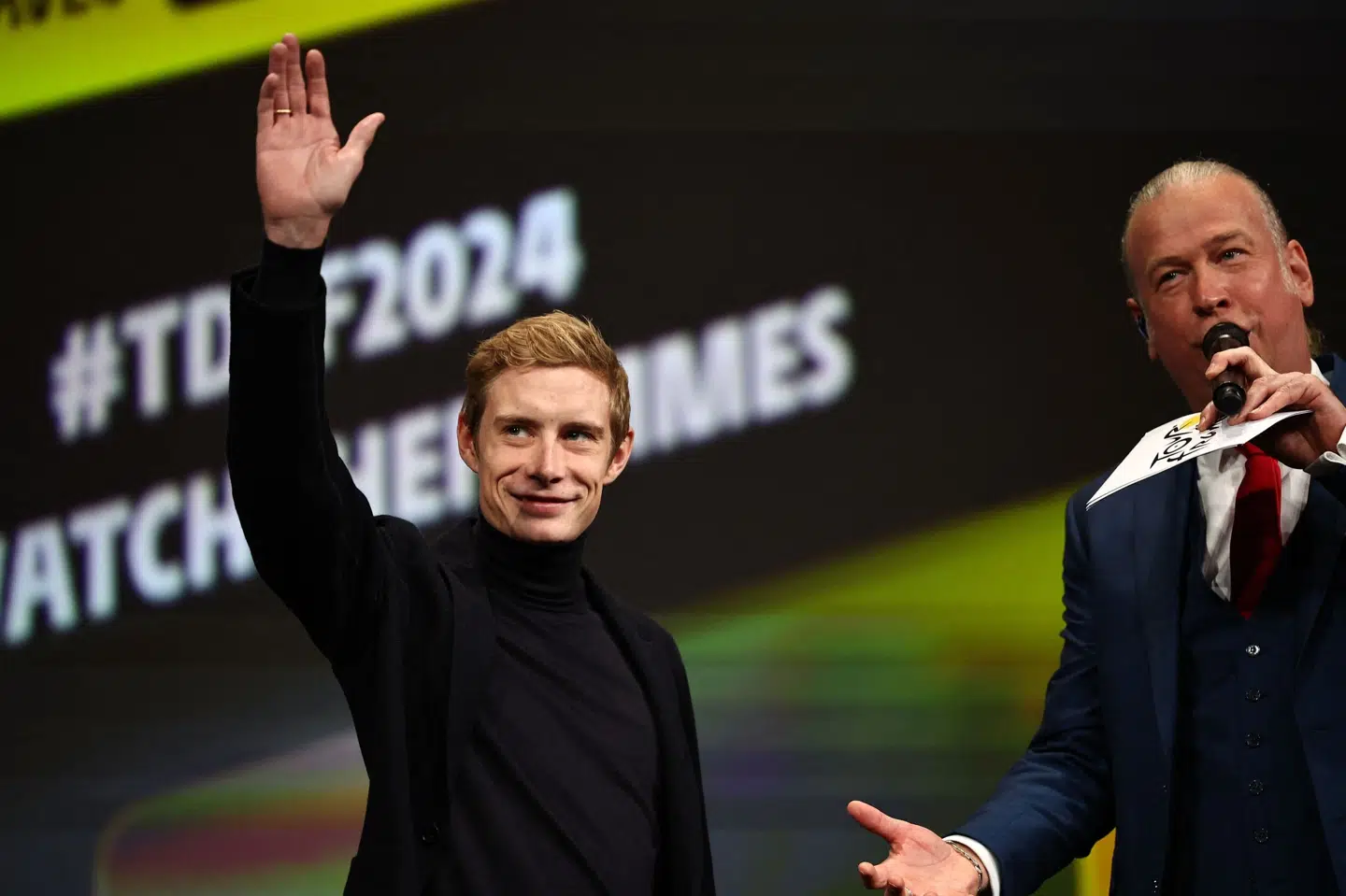 Jonas Vingegaard var på scenen før præsentationen af næste års Tour de France-rute.