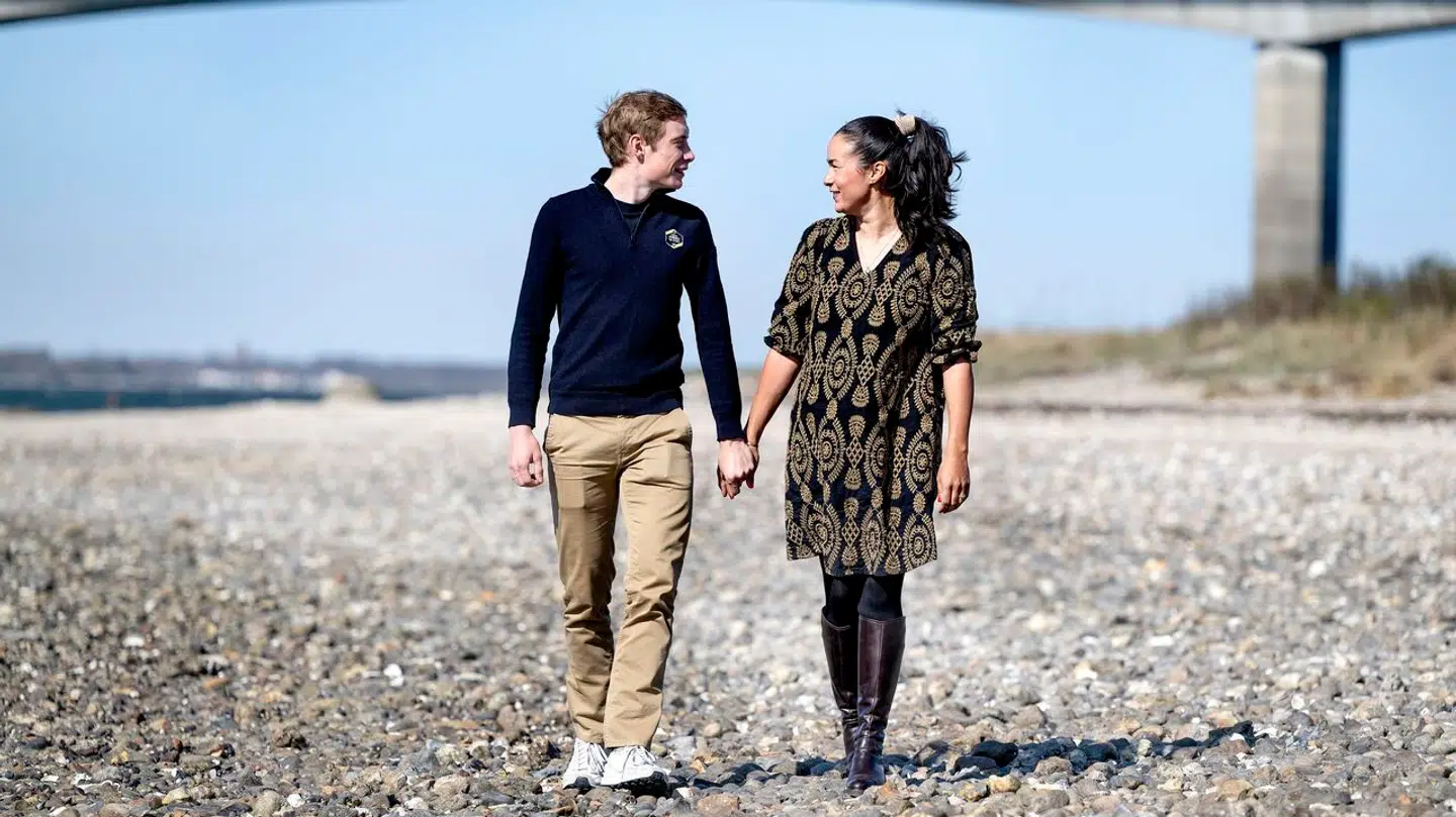 Jonas Vingegaard sammen med hustruen Trine Marie Hansen.