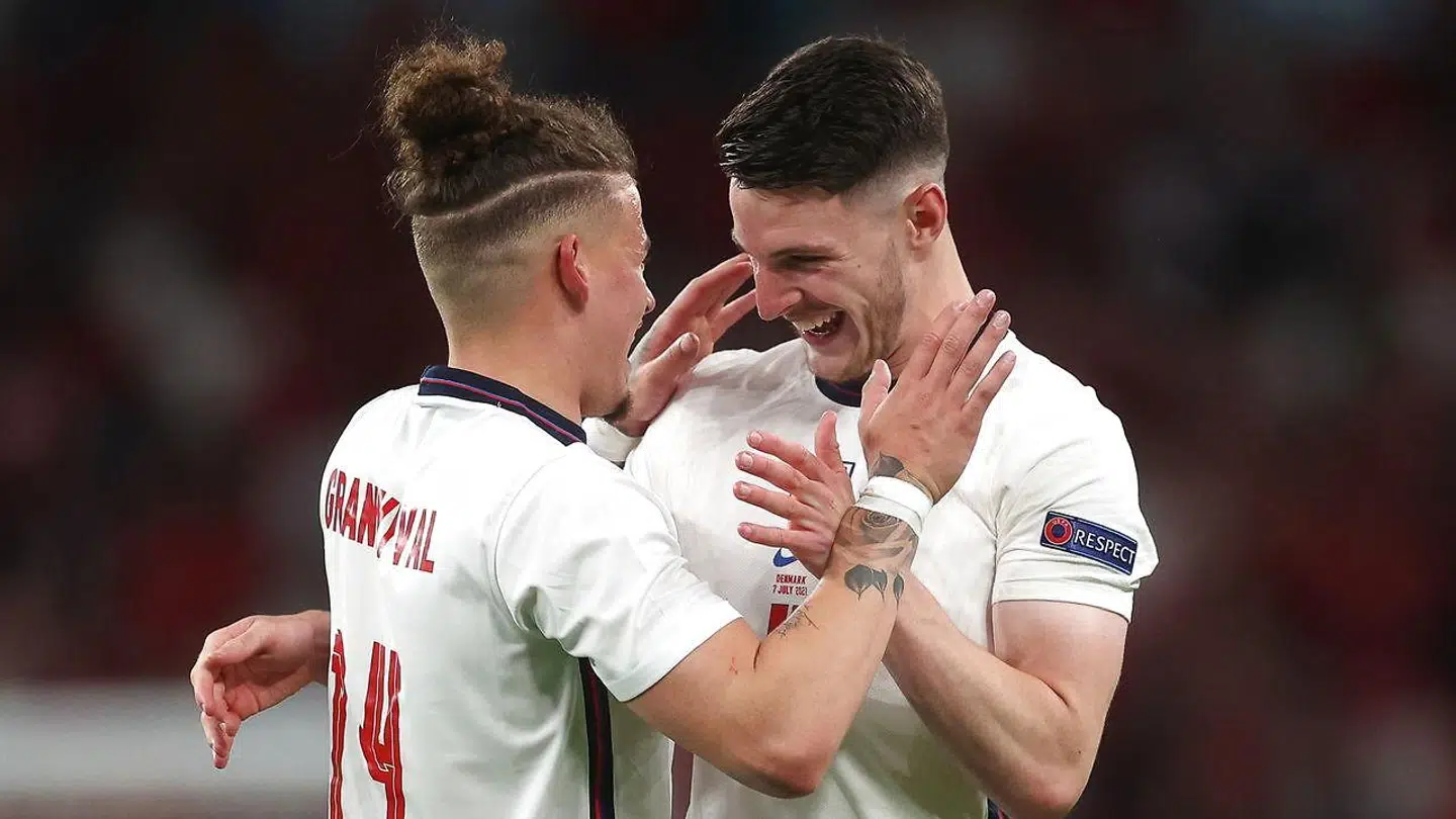 Kalvin Phillips og Declan Rice.