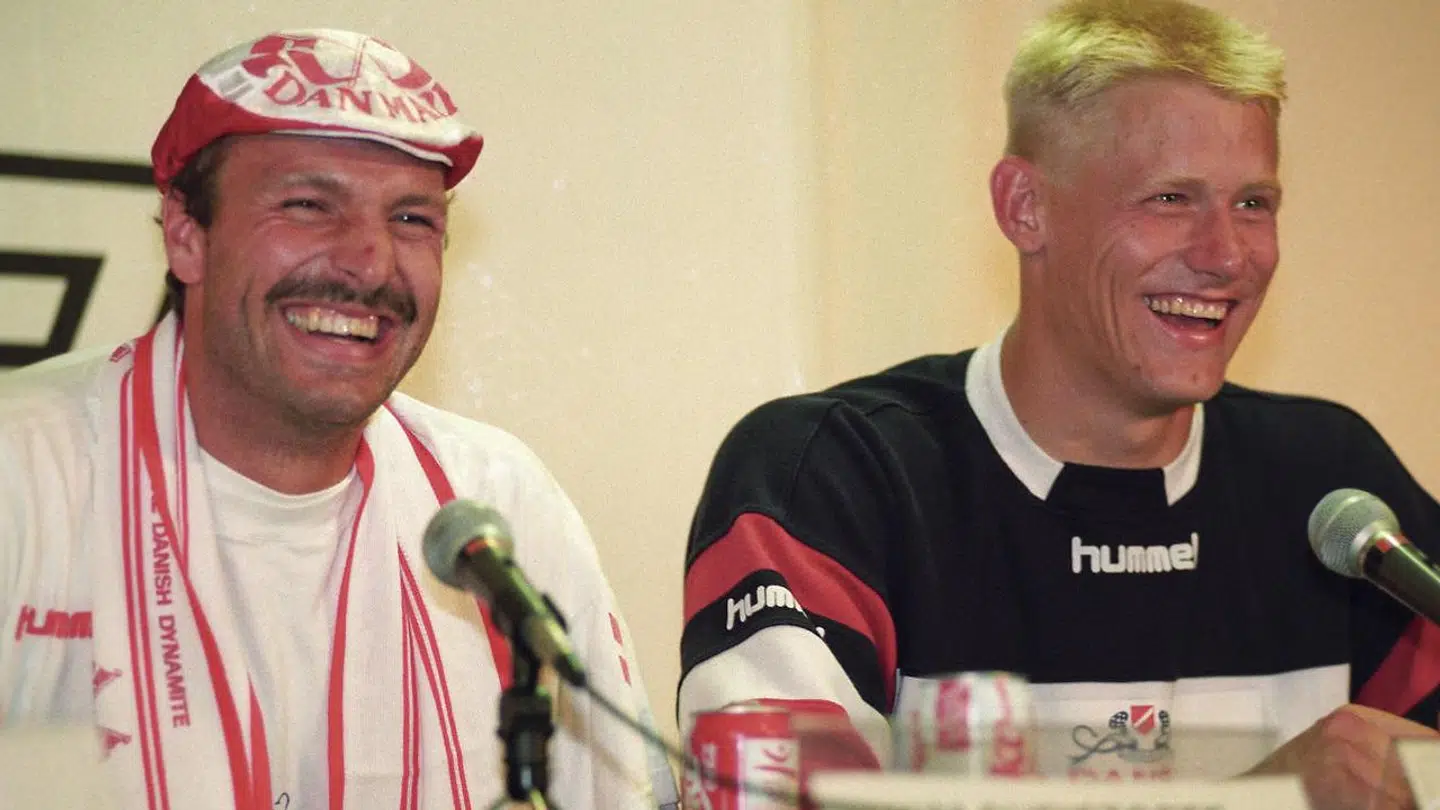Kim Christofte og Peter Schmeichel efter EM-sejren i 1992.