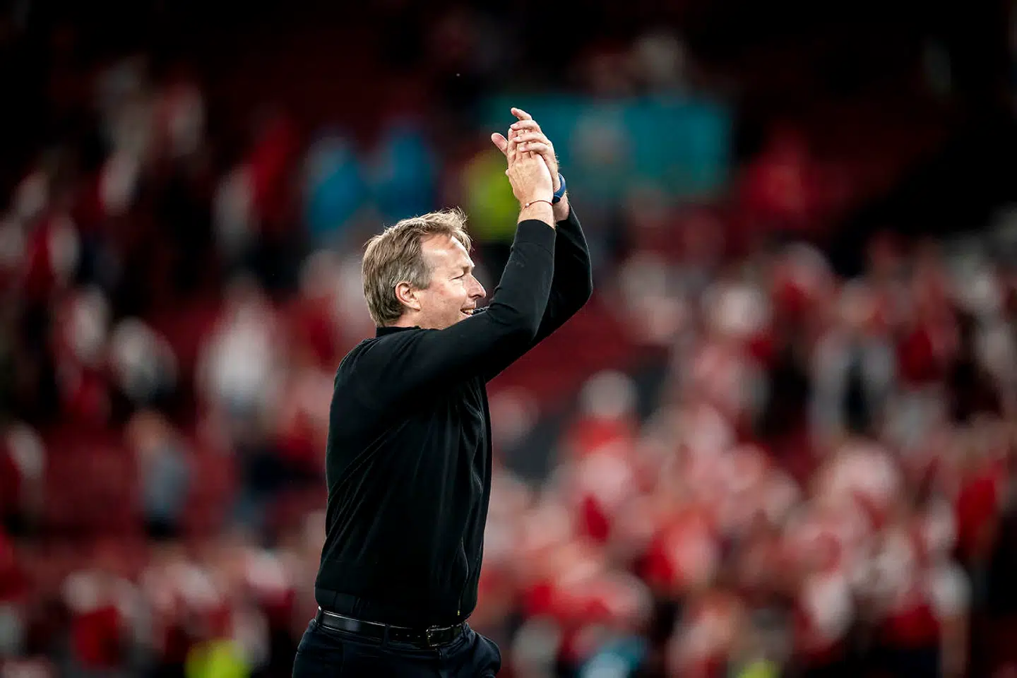 Danmarks landstræner, Kasper Hjulmand, efter EM-kampen mellem Danmark og Rusland i Parken i København, mandag 21. juni 2021.