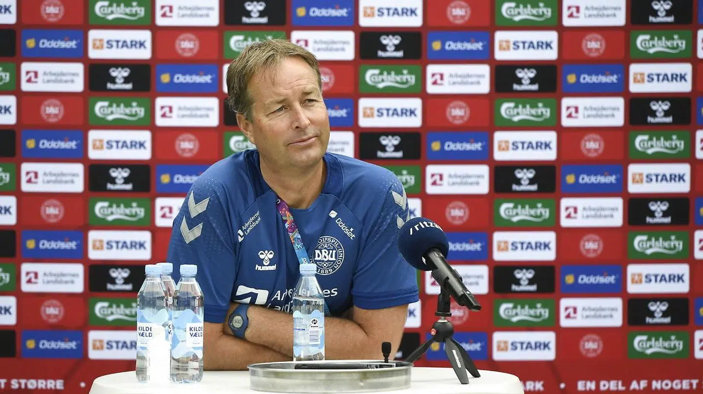 Kasper Hjulmand på torsdagens pressemøde.