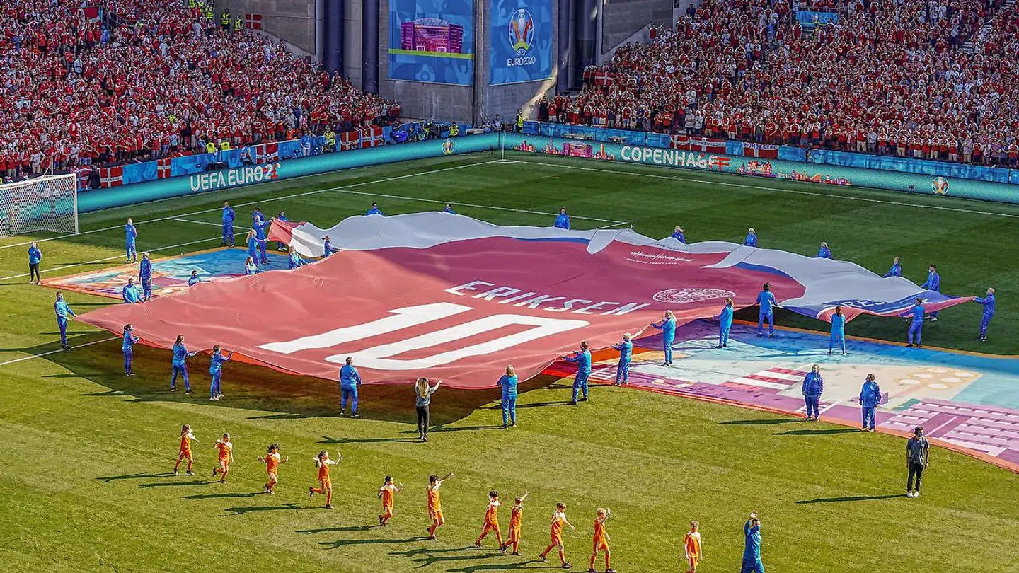 Christian Eriksen blev hyldet i Parken torsdag aften i forbindelse med Danmarks kamp mod Belgien.