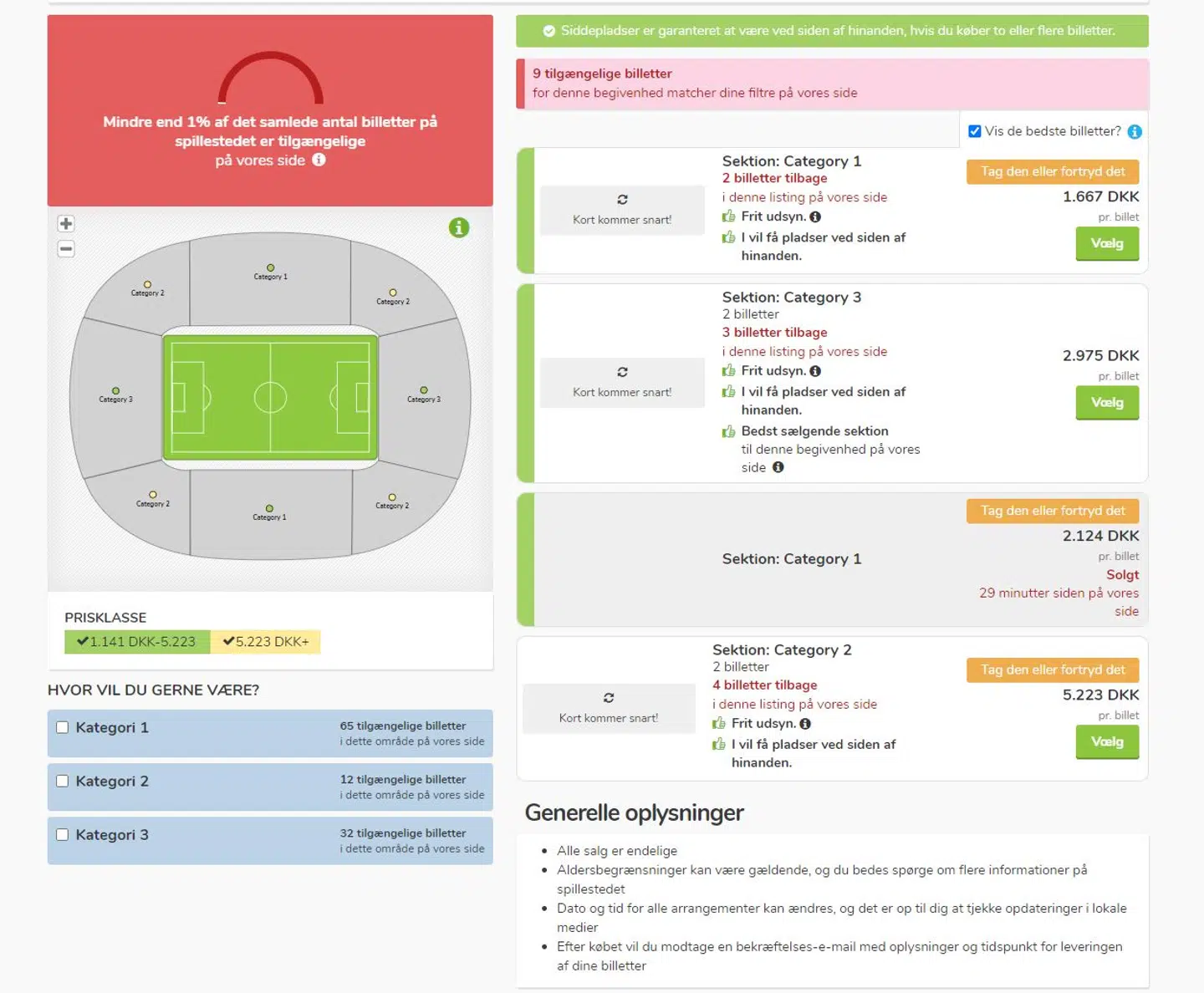 Sådan så det ud på Viagogo få timer inden Danmarks kamp mod Belgien torsdag eftermiddag.