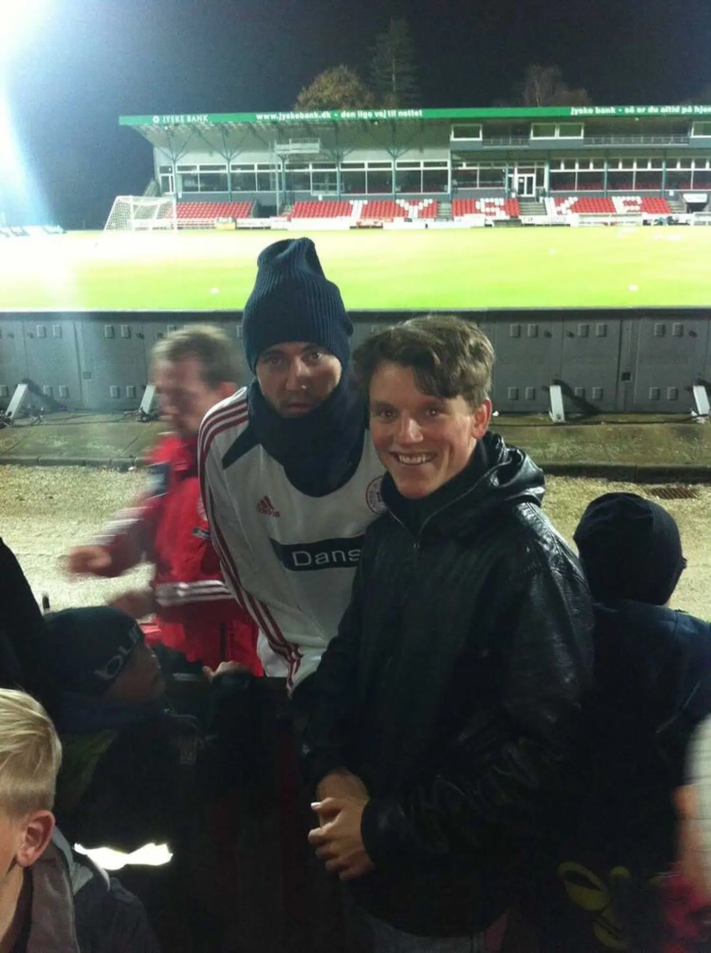 Tobias Hamann og Nicklas Bendtner på stadion i Silkeborg i 2012.