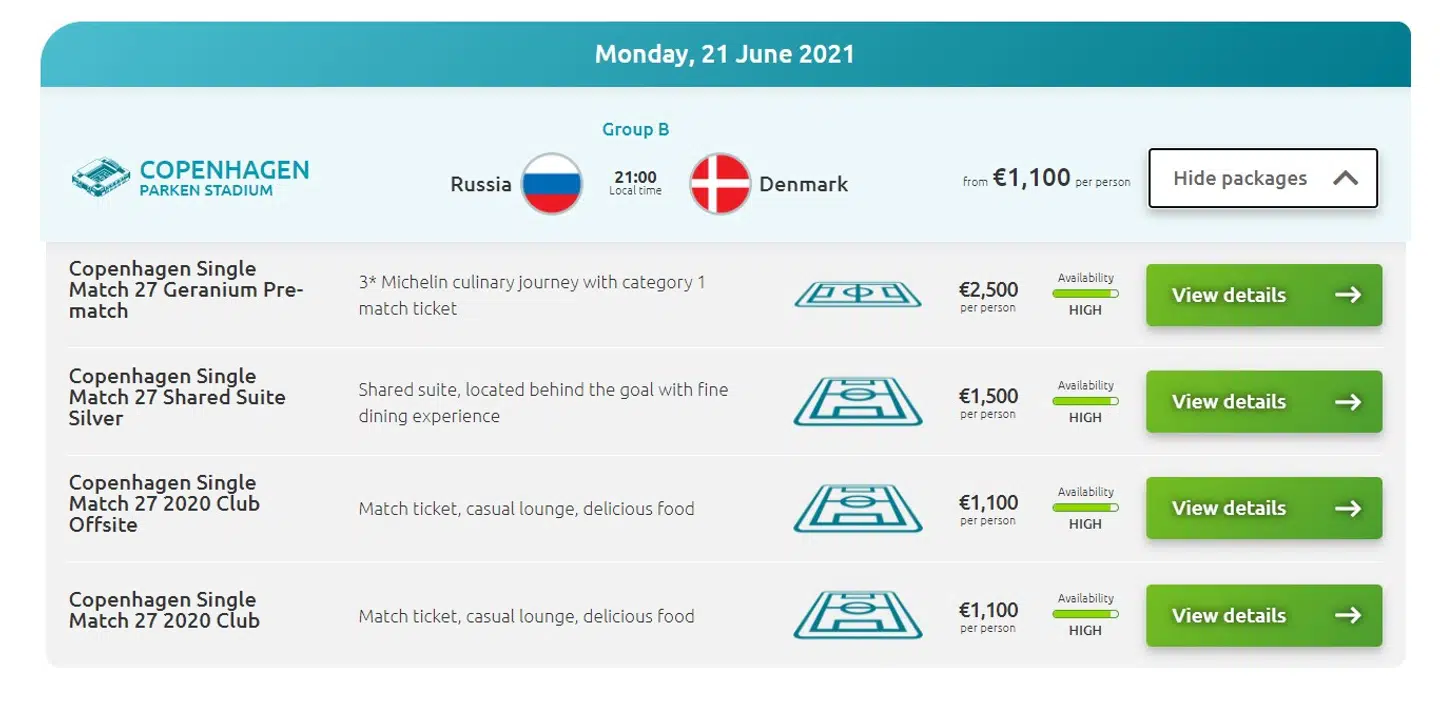 Hospitality-billetter til EM