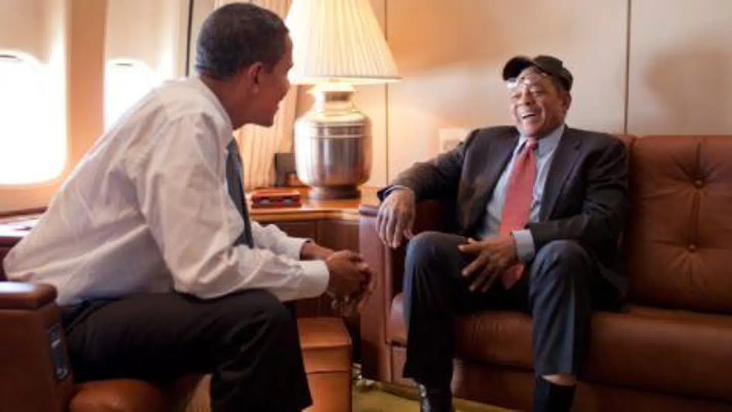 Barack Obama og Willie Mays sammen i 2009.