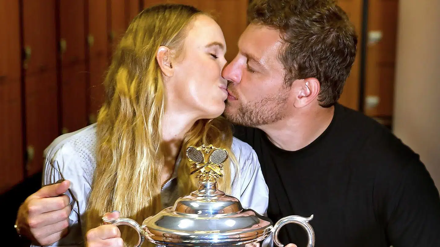 David Lee var med, da Caroline Wozniacki vandt Australian Open i 2018.