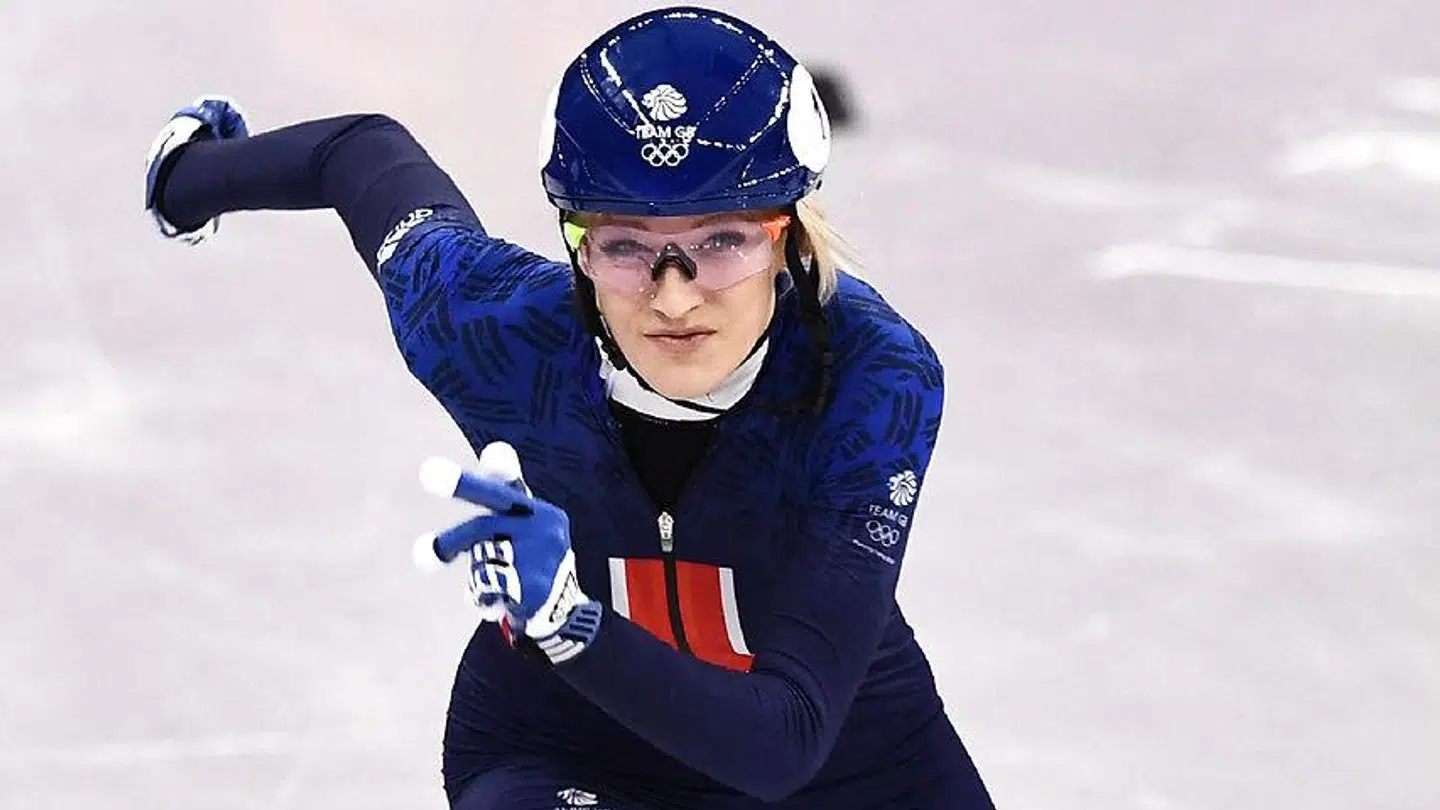 Speedskateren Elise Christie i sit rette element.
