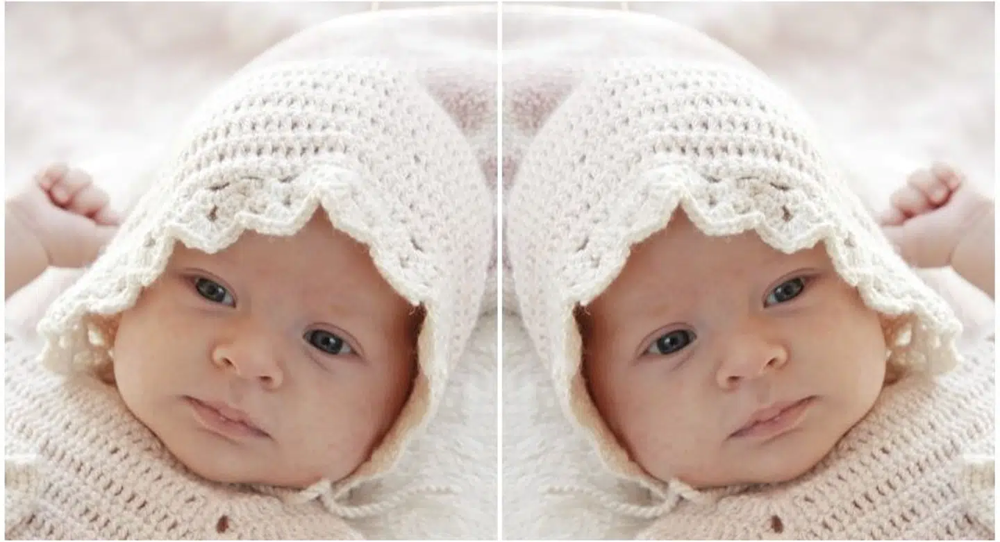 Babykyse - gratis hækleopskrift str. 0/1 mdr - 3/4 år