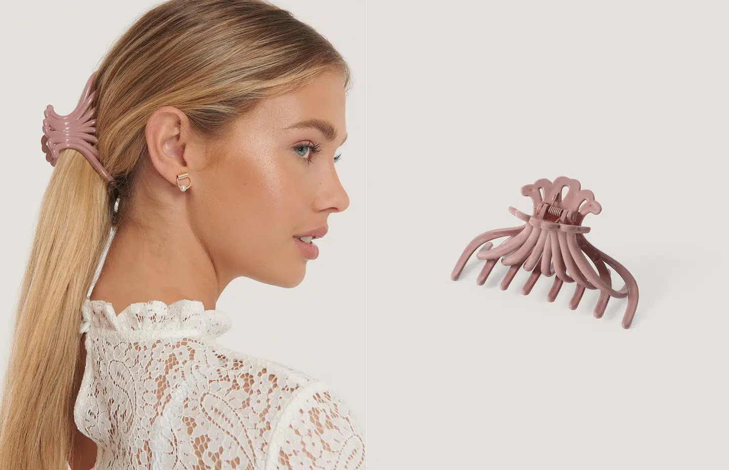 Stort hårspænde med blæksprutte i lyserød fra NA-KD Accessories