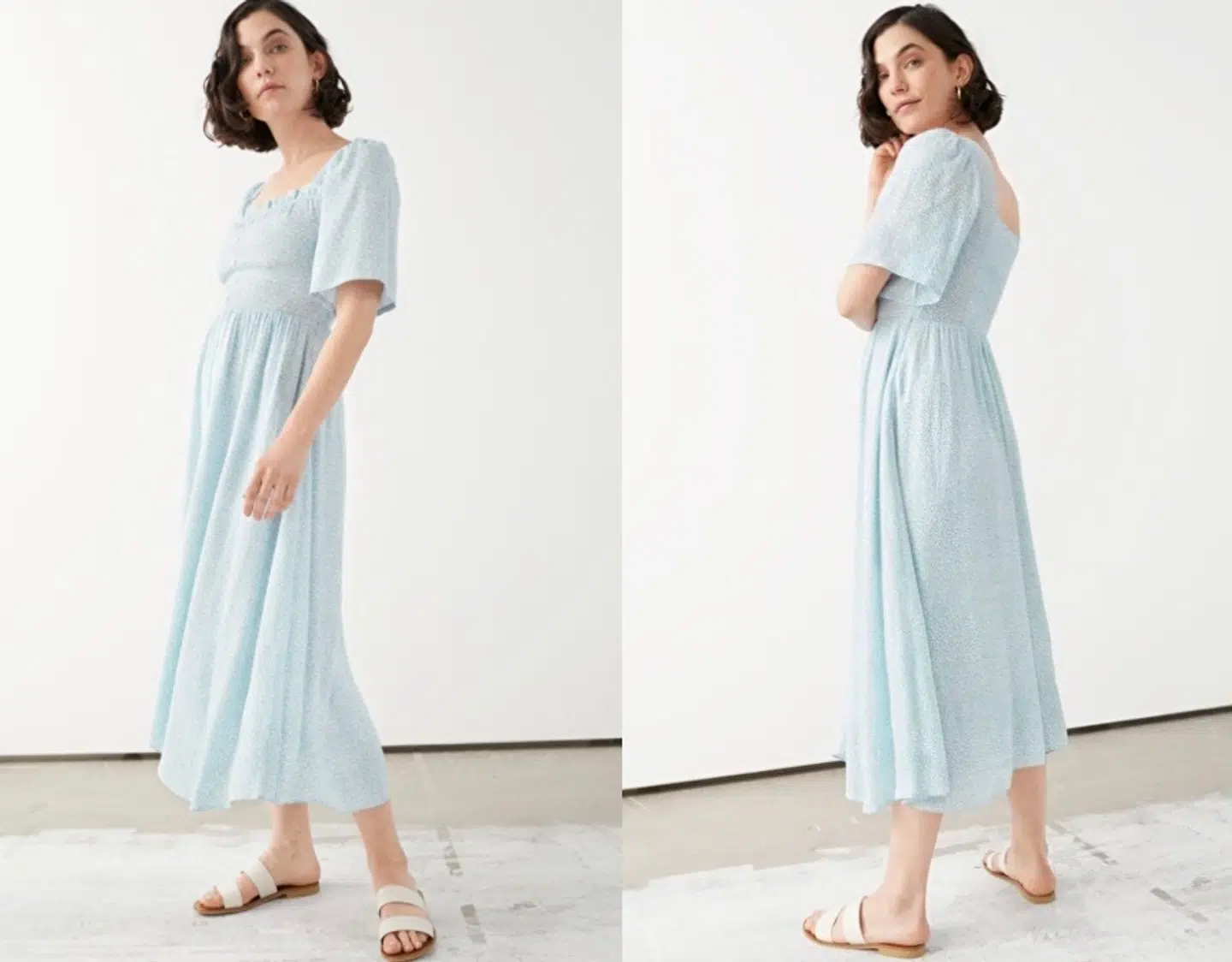 Smock Crep maxi dress fra &Otherstories i lyseblå