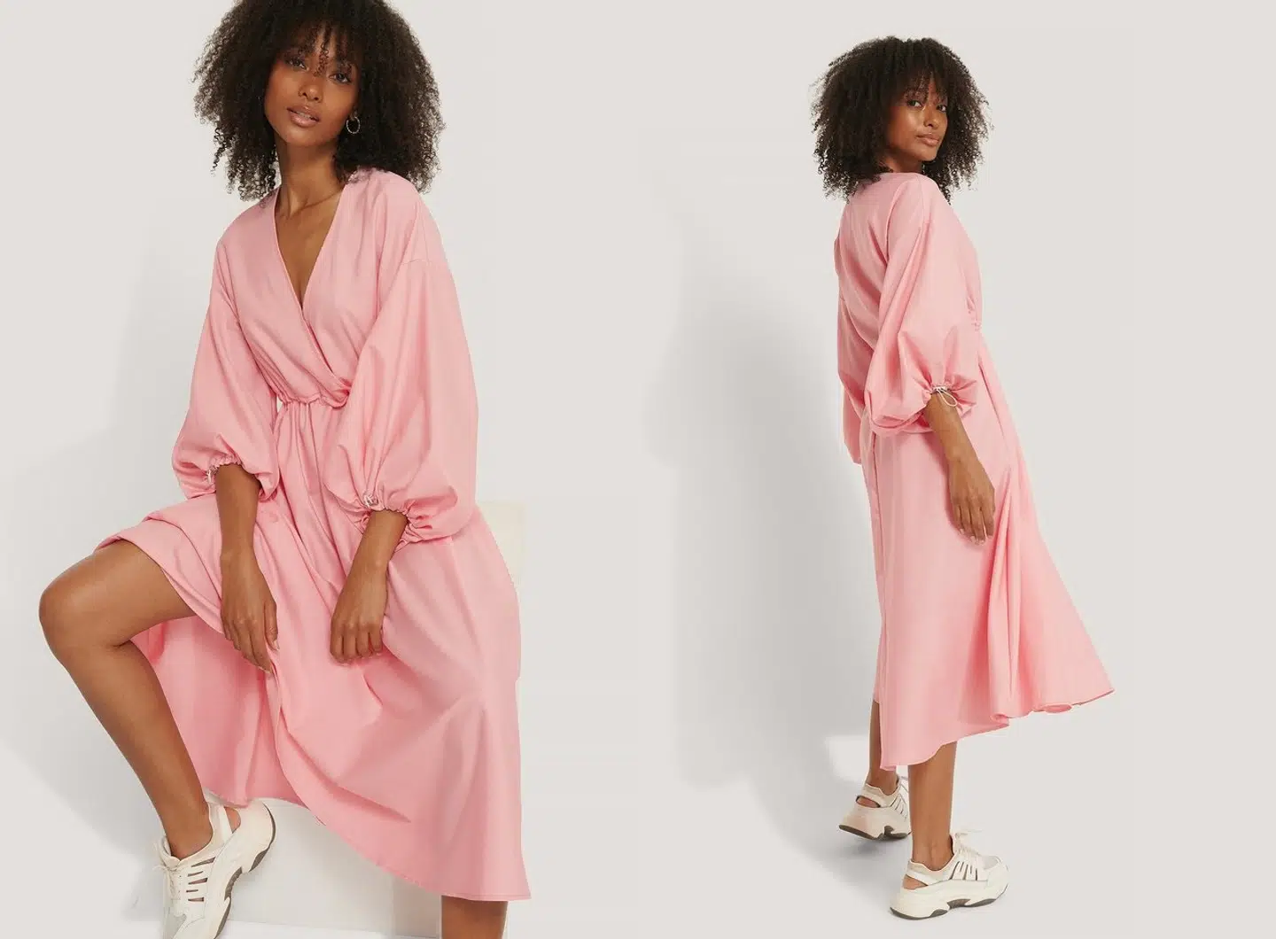 Midi sommerkjole med løbegang fra NA-KD Trend